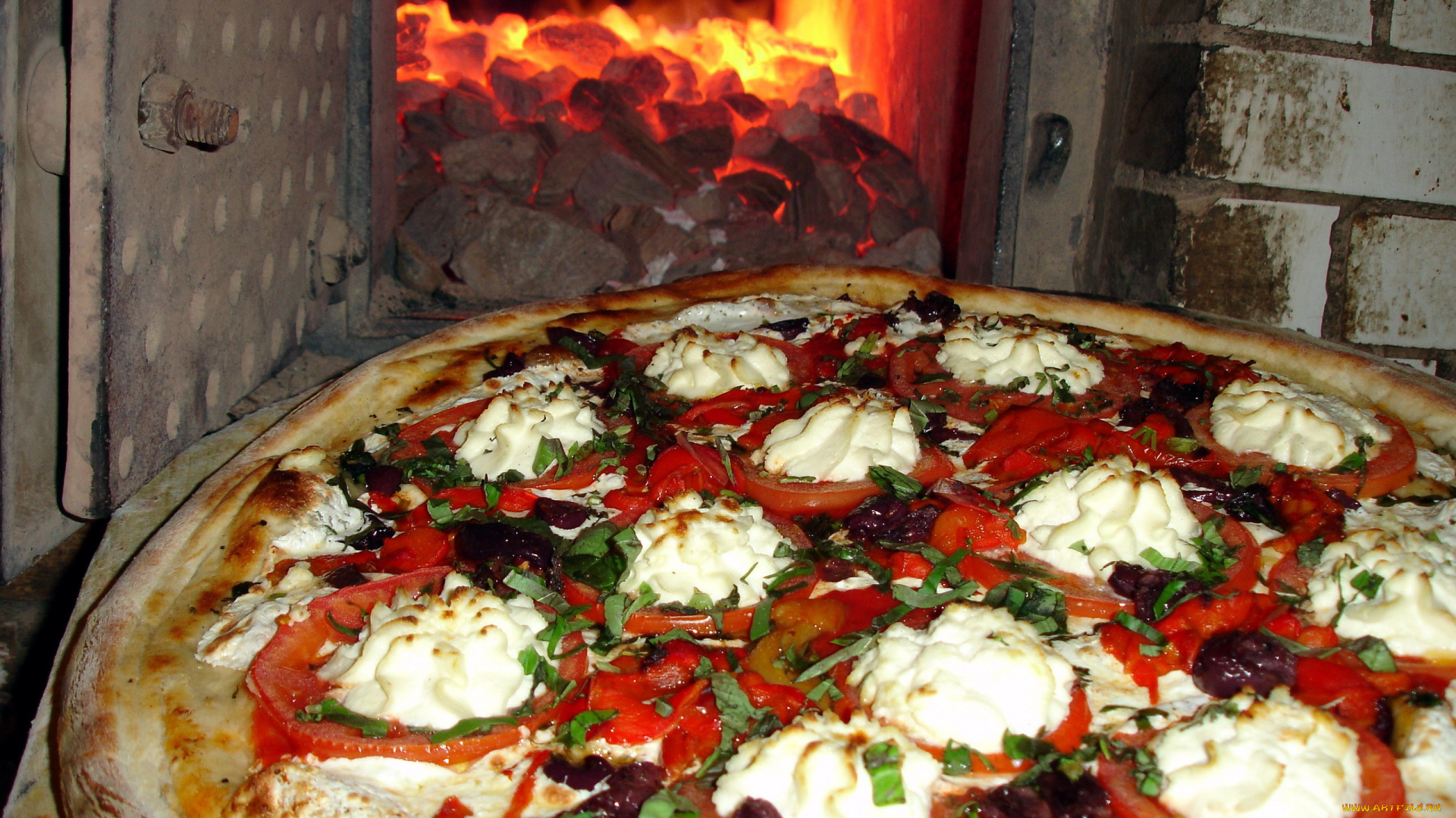 еда, пицца, печь, огонь