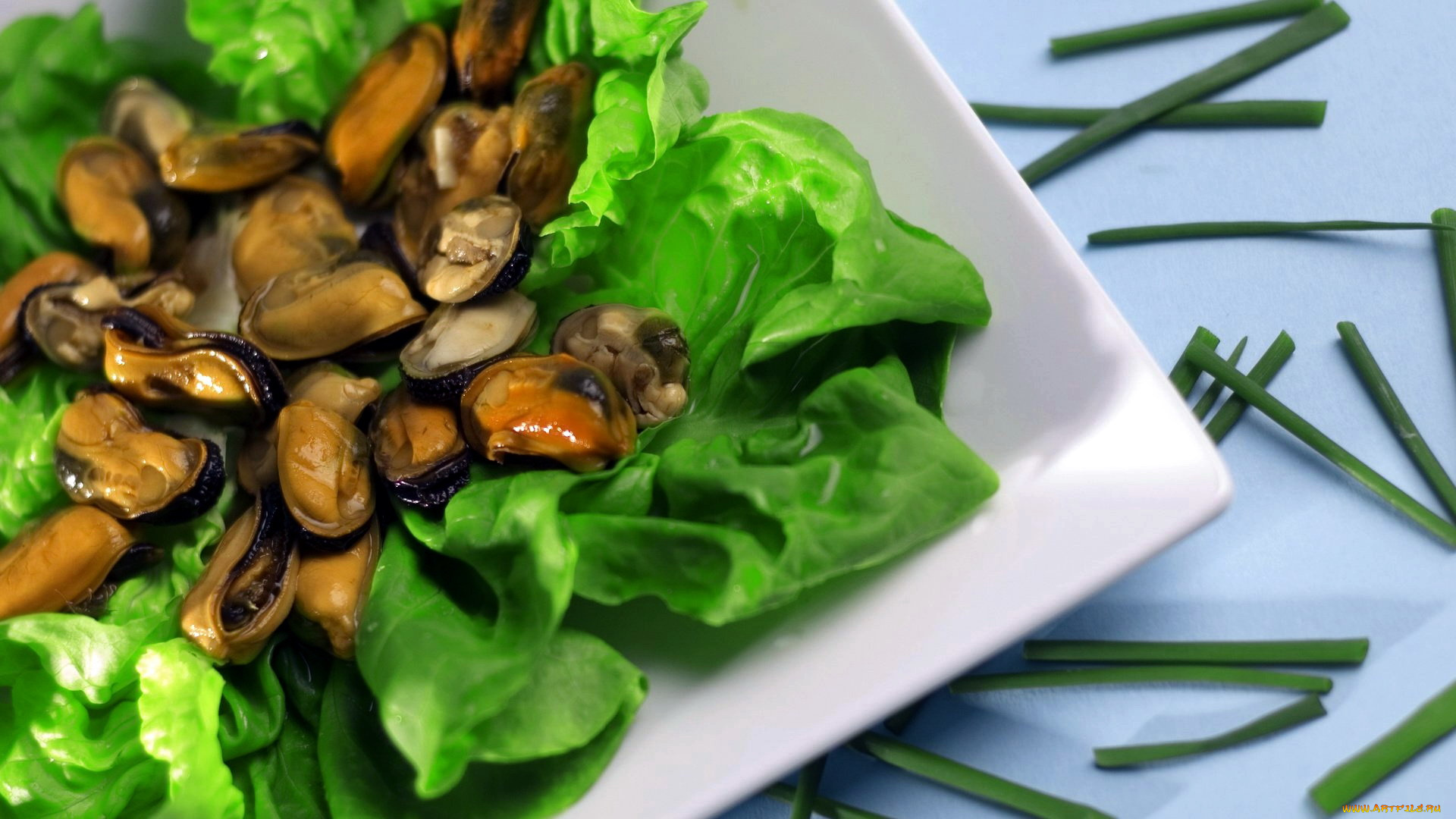 еда, рыбные, блюда, , с, морепродуктами, мидии