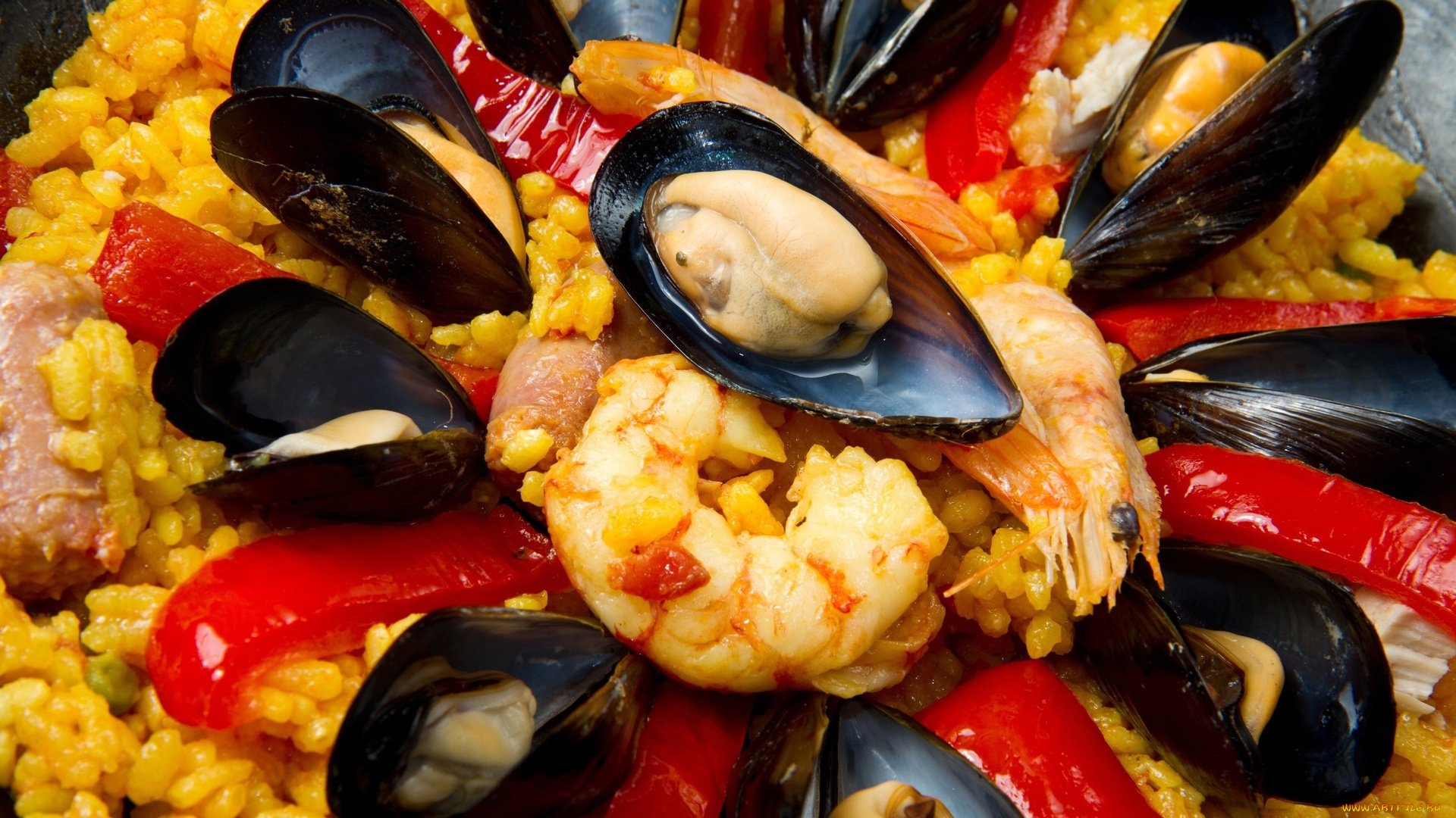 еда, рыбные, блюда, , с, морепродуктами, мидии, креветки
