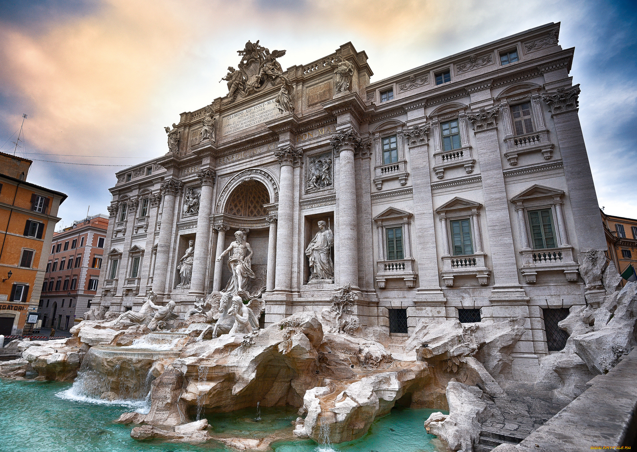 fontana, di, trevi, -, rome, города, рим, , ватикан, , италия, дворец