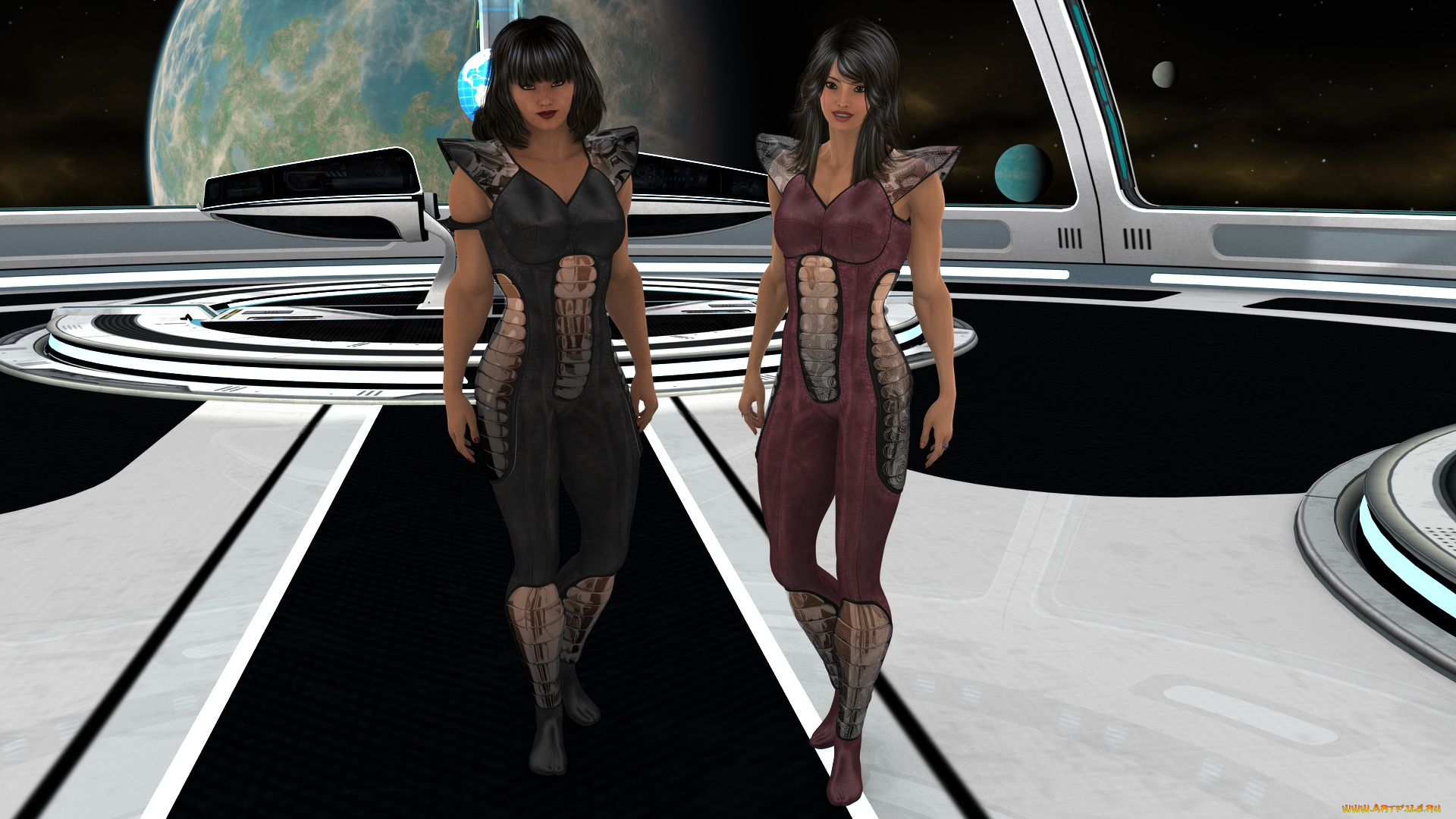 3д, графика, фантазия, , fantasy, девушки, фон, взгляд