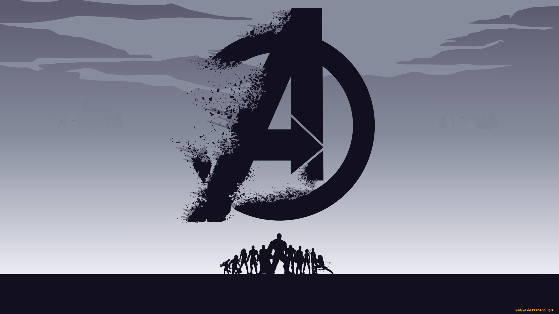 кино, фильмы, avengers, , endgame, , 2019, команда, силуэты, буква, небо