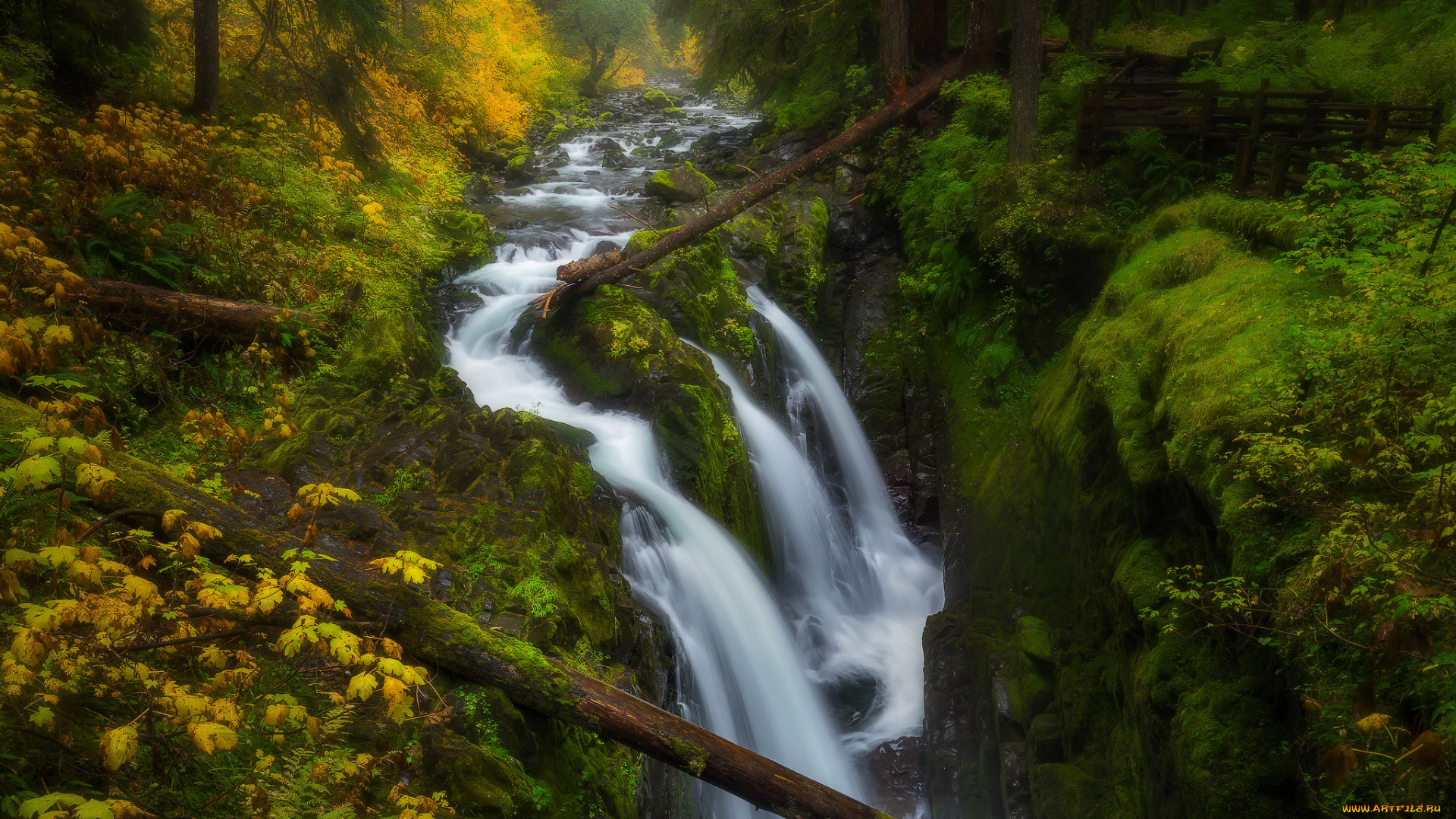 природа, водопады, река, лес