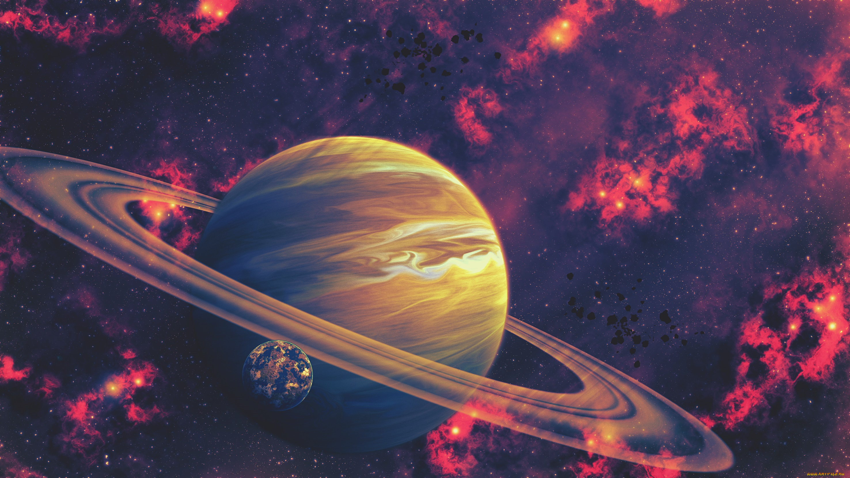 космос, сатурн, звезды, галактика, вселенная, планета