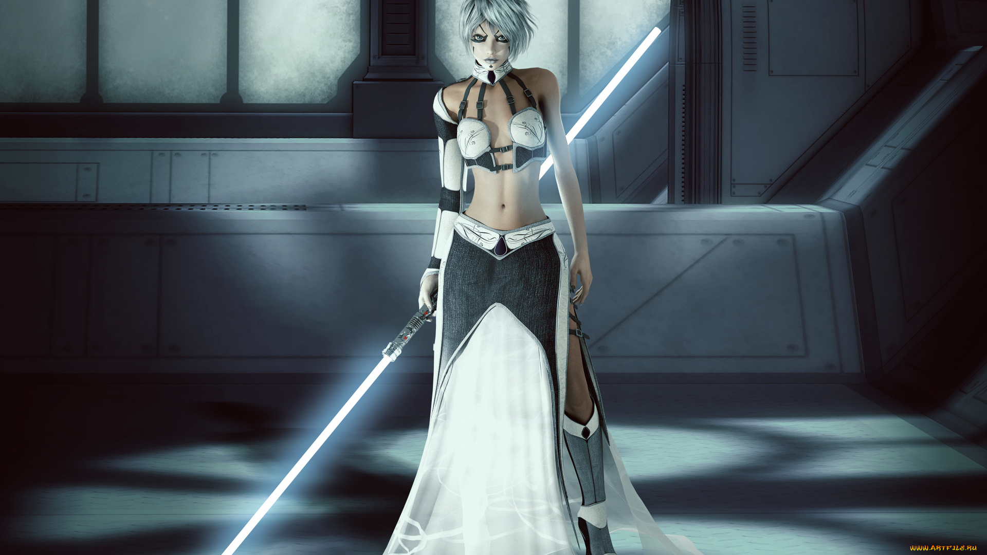 3д, графика, _science, fiction, девушка, фон, взгляд, униформа