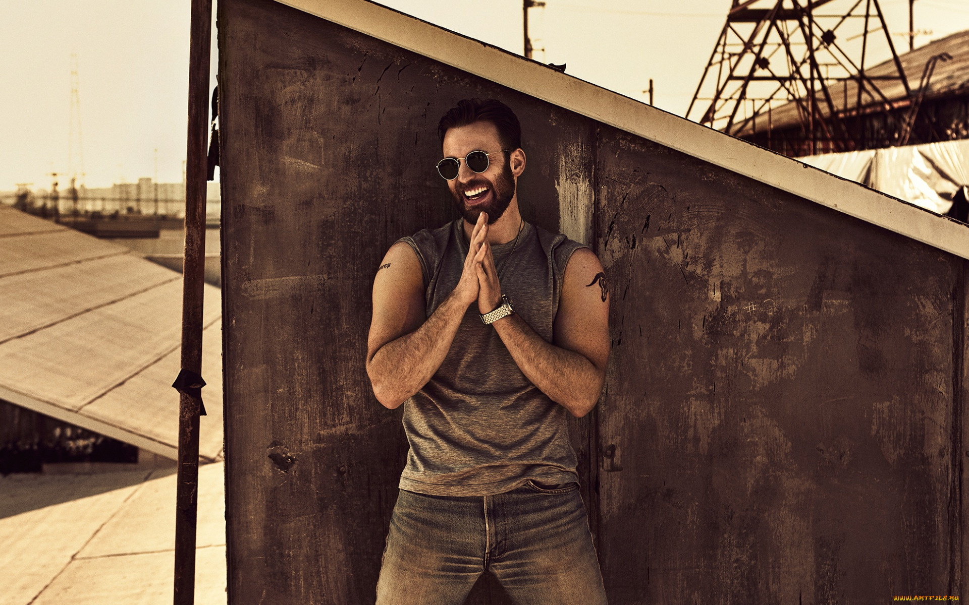 chris, evans, мужчины, американский, актер, крис, эванс, очки, борода, наручные, часы, кристофер, роберт