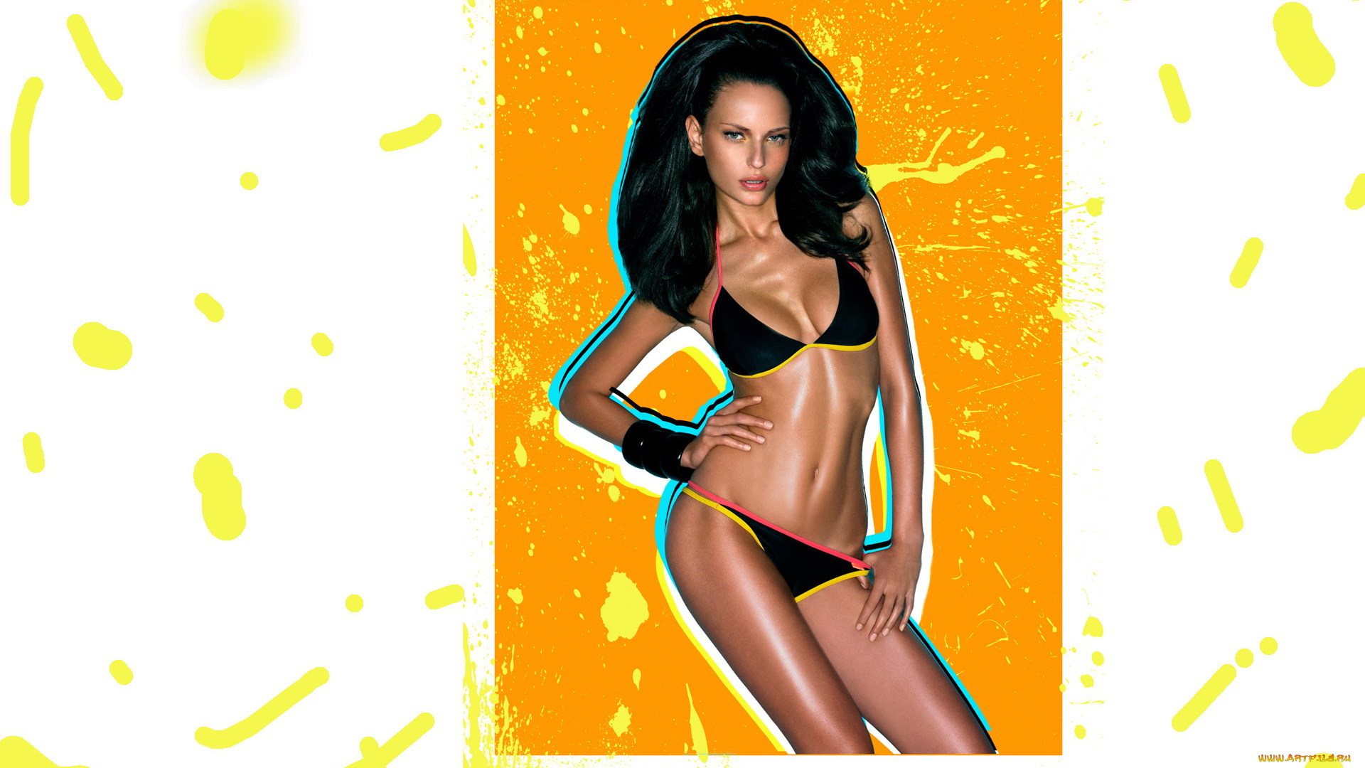 девушки, -, брюнетки, , шатенки, брюнетка, купальник, браслеты, пятна