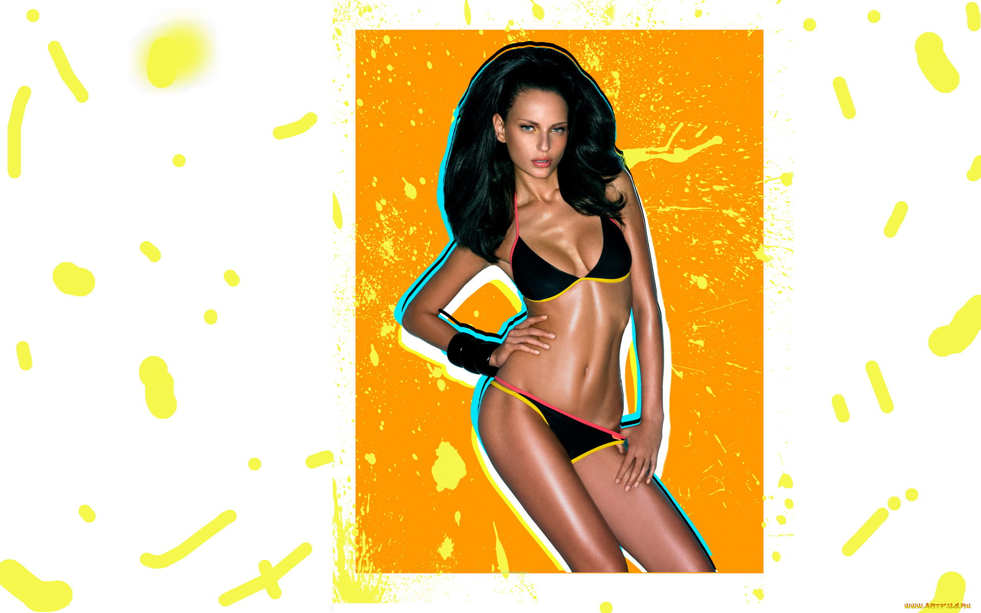 девушки, -, брюнетки, , шатенки, брюнетка, купальник, браслеты, пятна