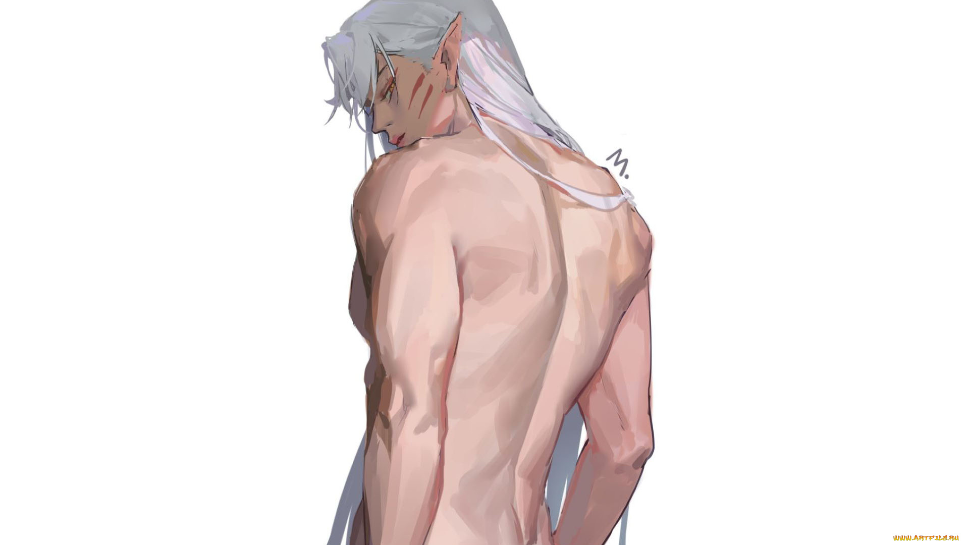 аниме, inuyasha, парень, эльф, волосы