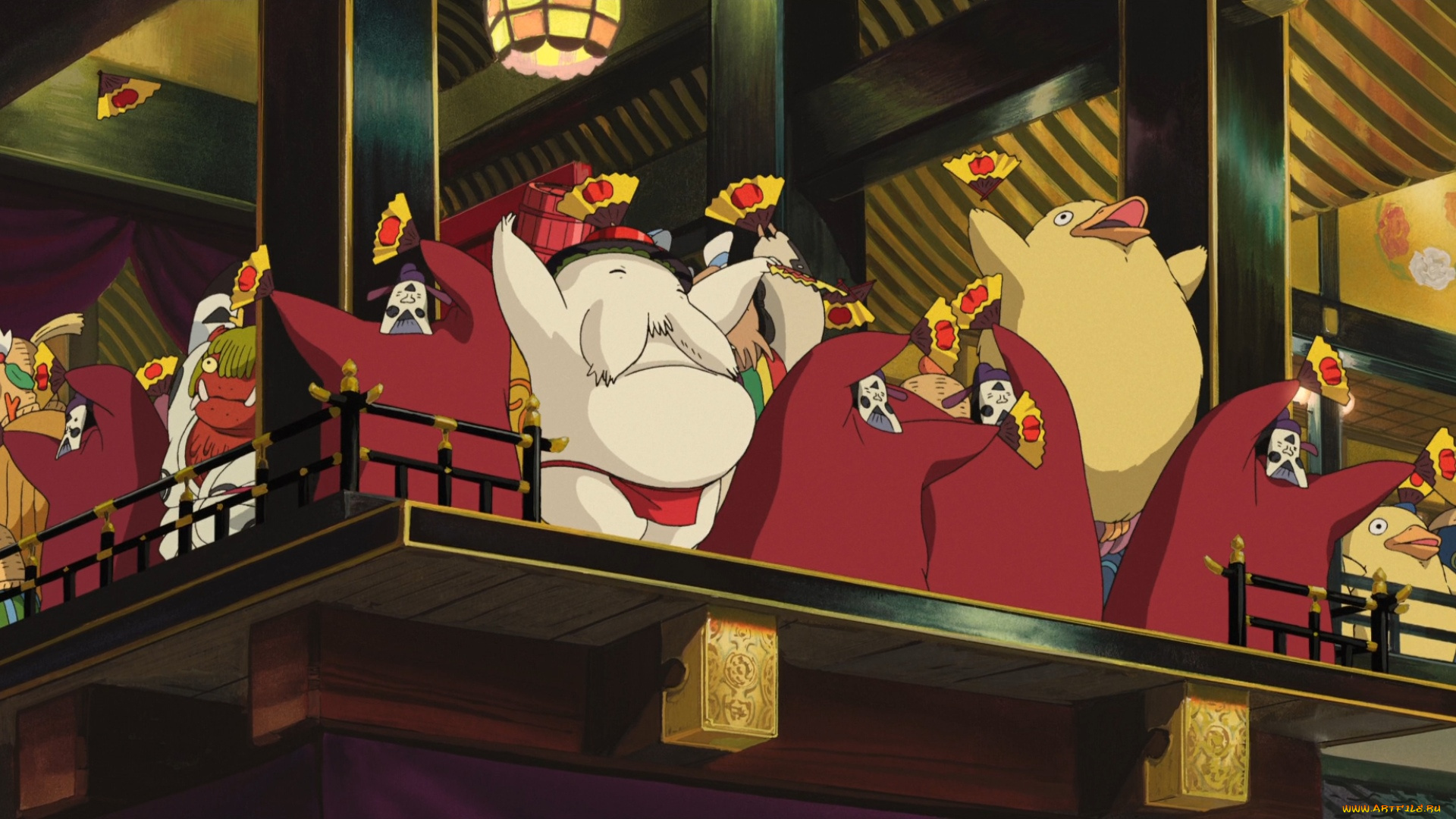 аниме, spirited, away, духи, балкон
