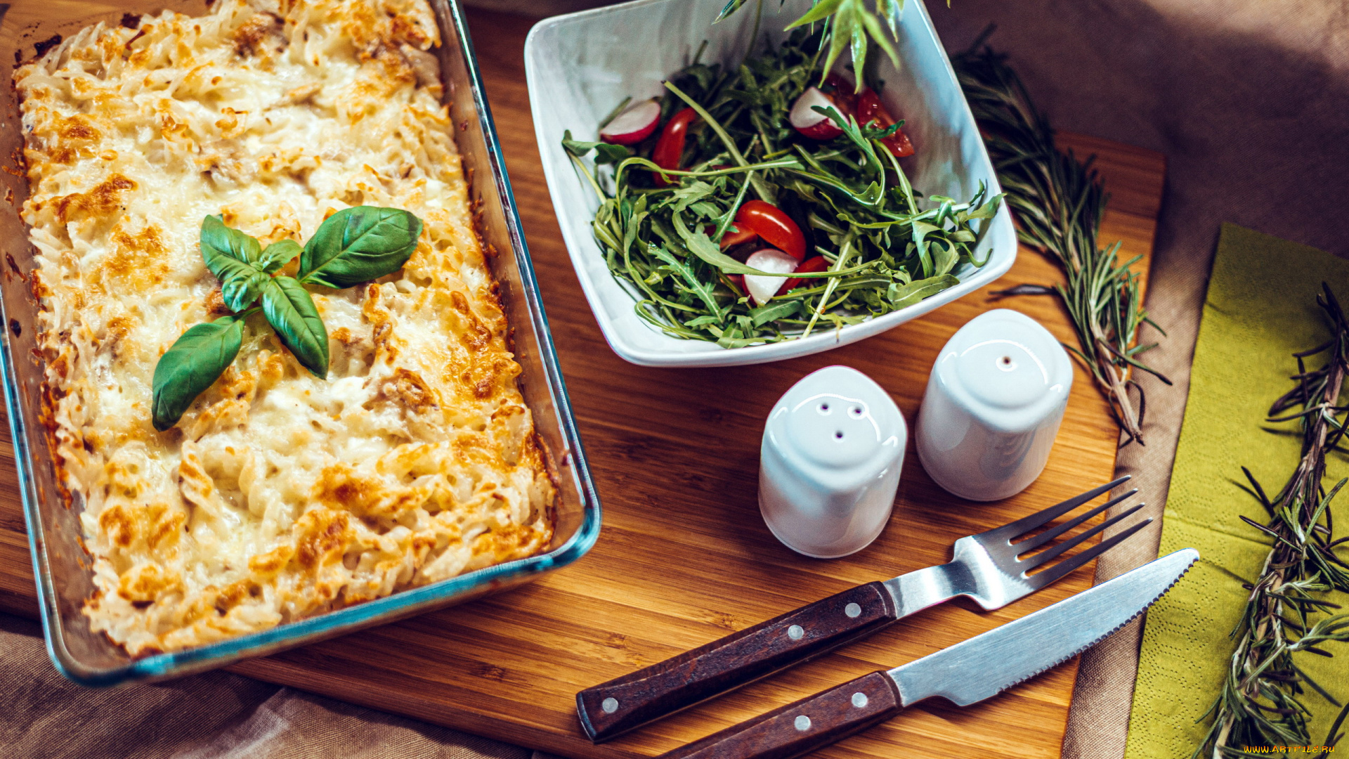 еда, вторые, блюда, базилик, запеканка, салат