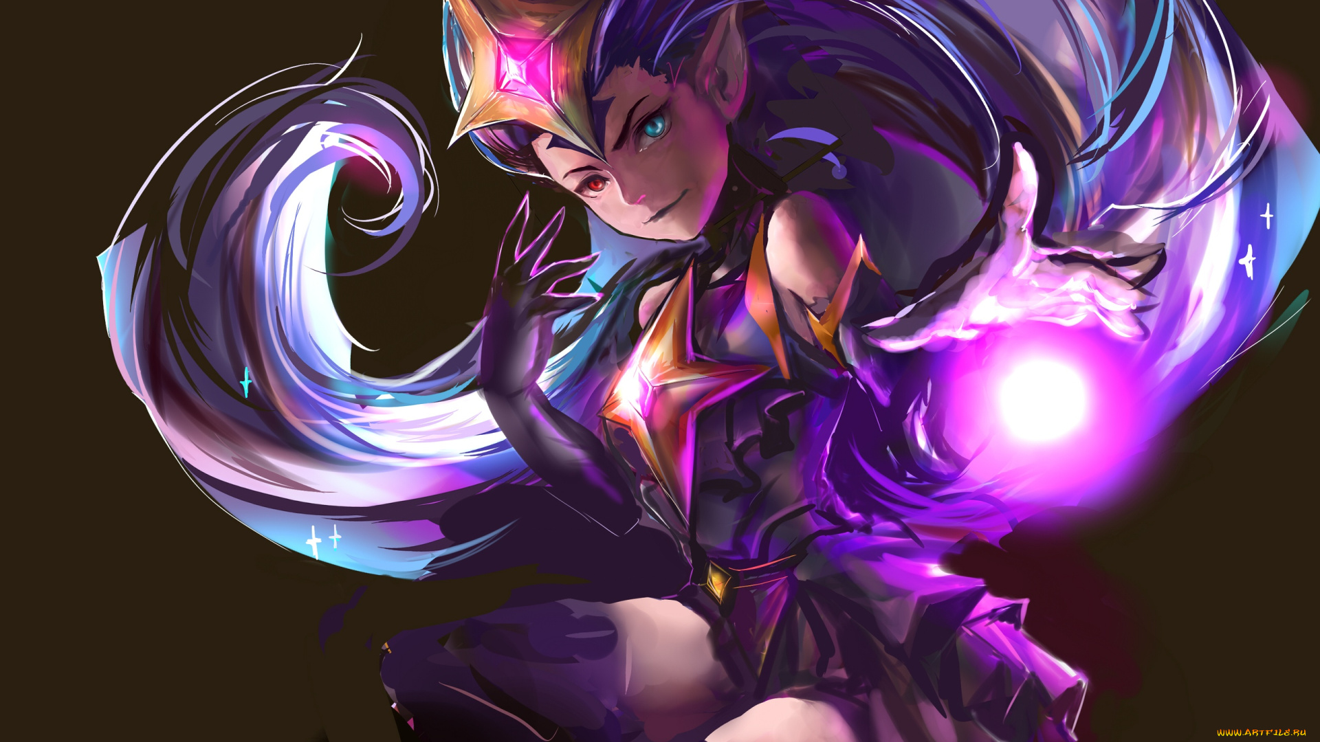 видео, игры, league, of, legends, девушка, магия, звезда, zoe