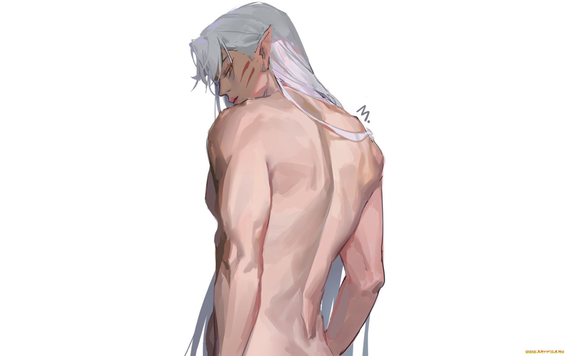 аниме, inuyasha, парень, эльф, волосы