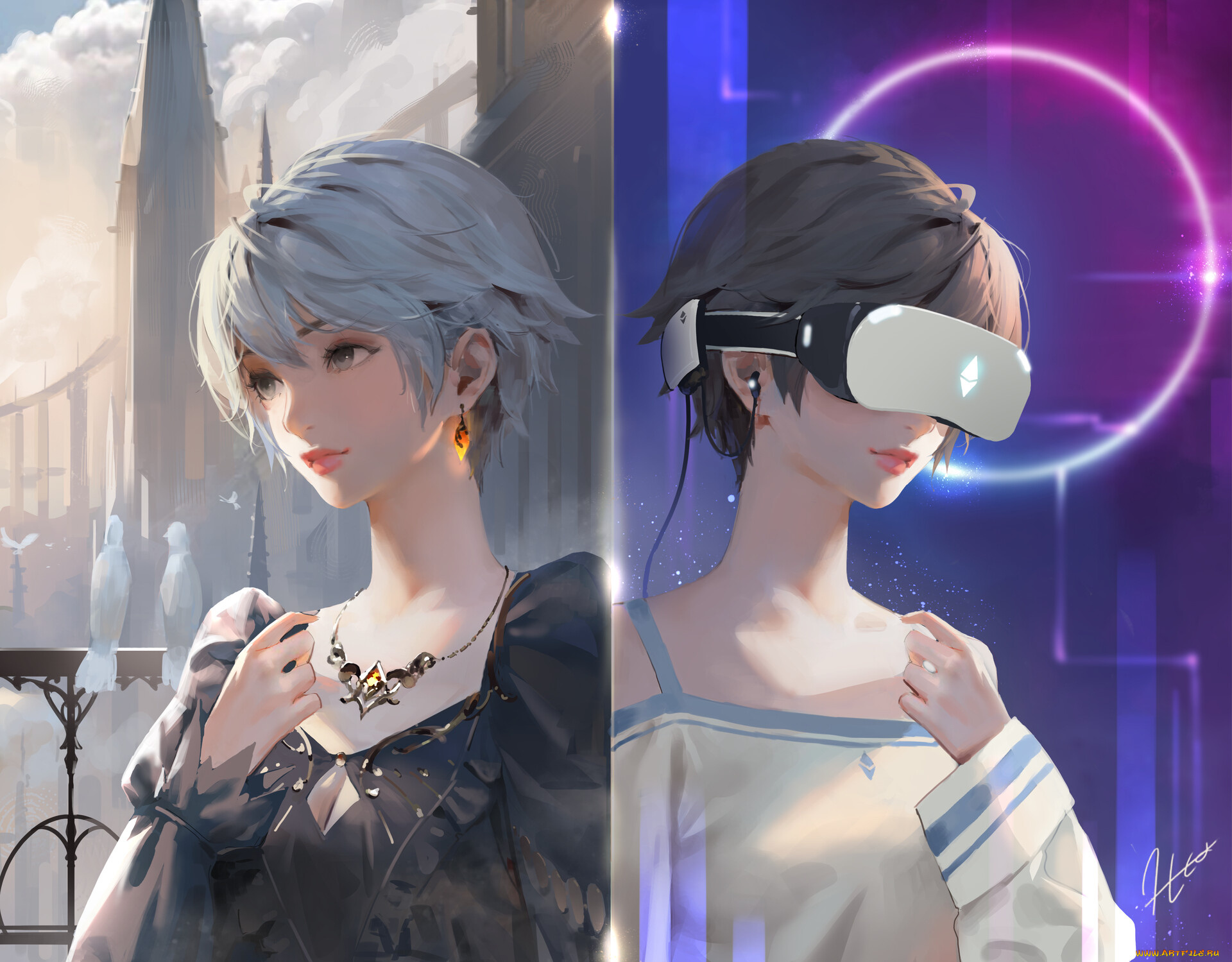 аниме, оружие, , техника, , технологии, девушки, замок, очки