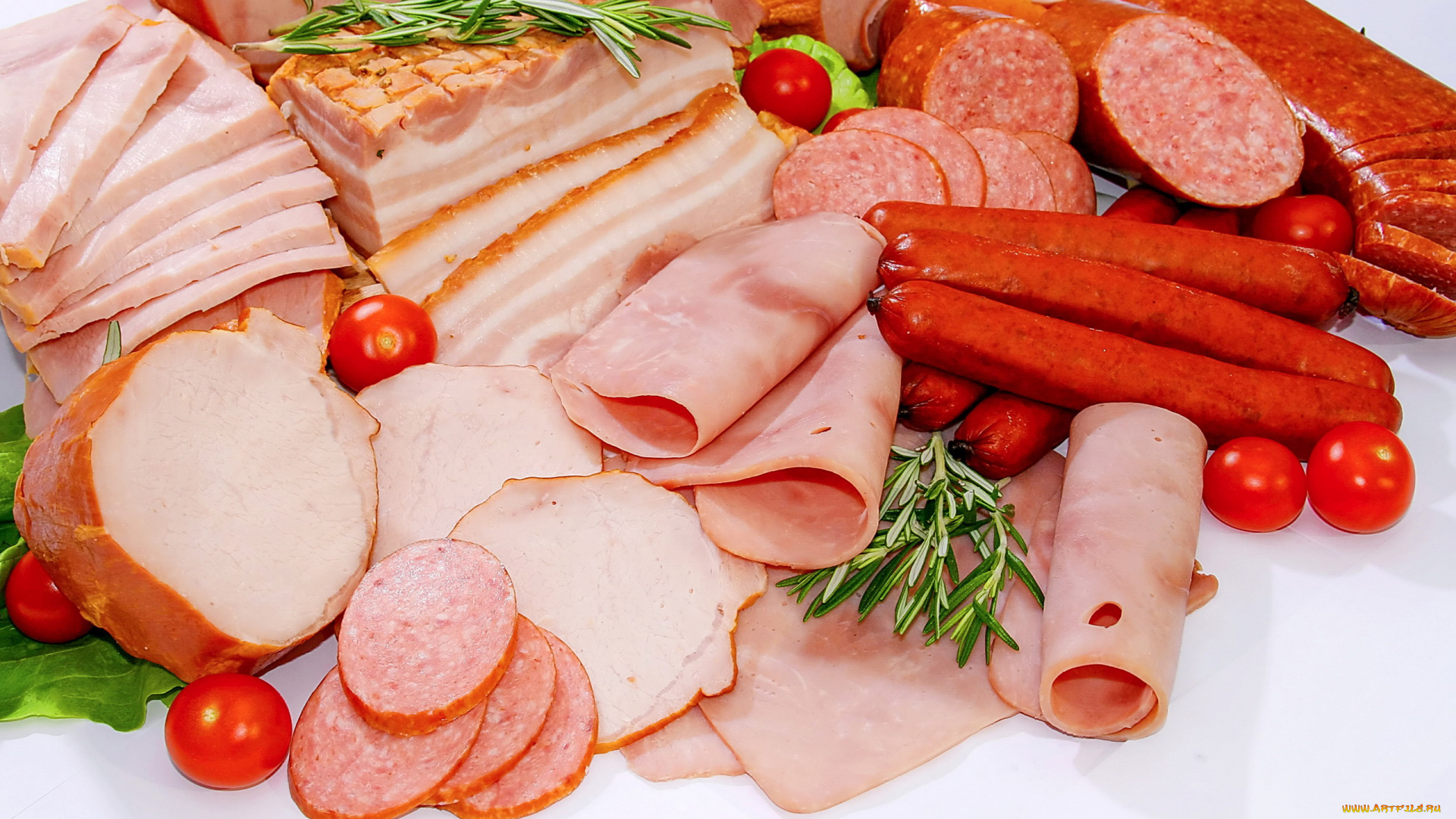 еда, колбасные, изделия, розмарин, колбаса, копченая, вареная, ассорти