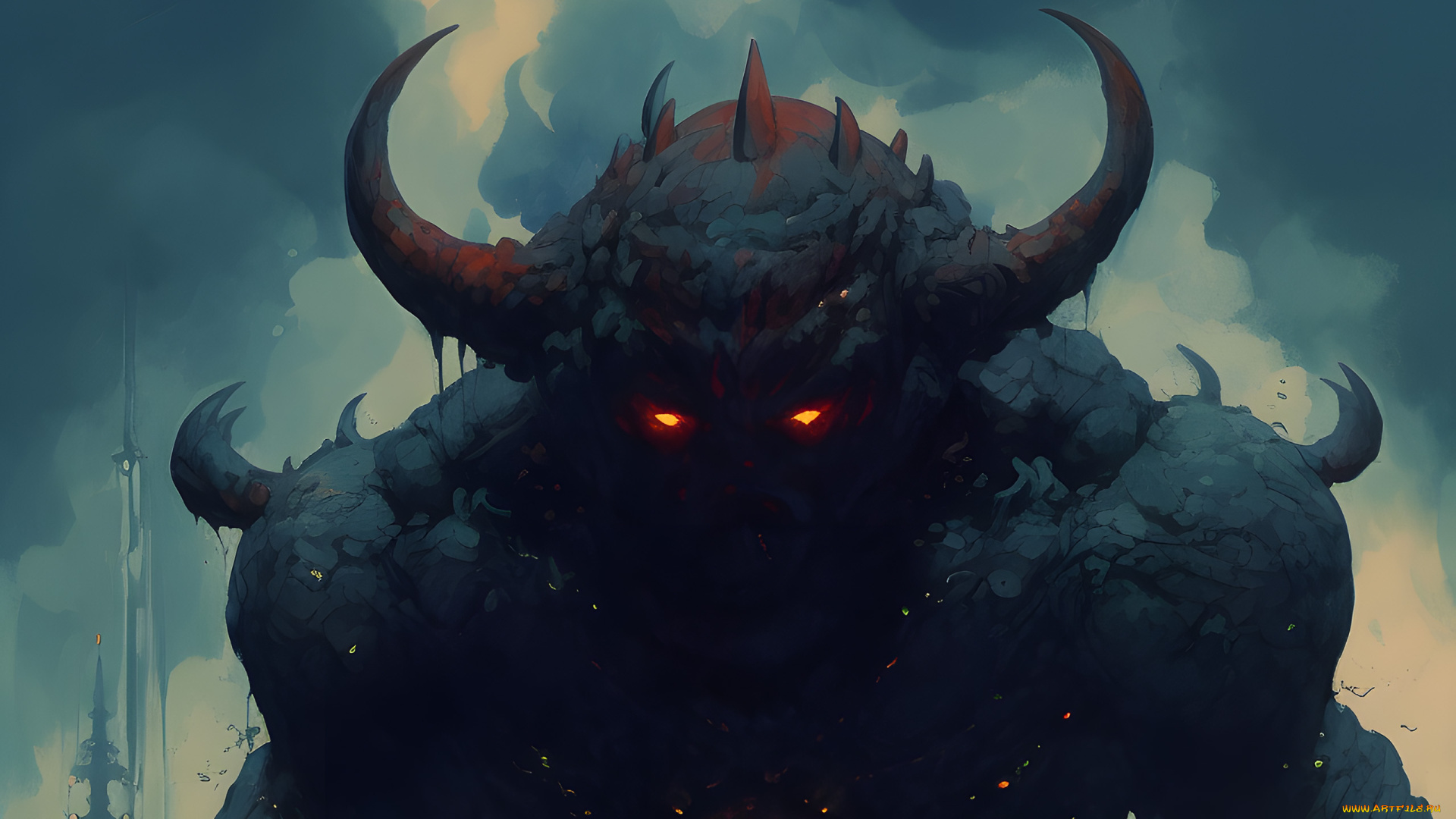 фэнтези, демоны, рогатое, существо