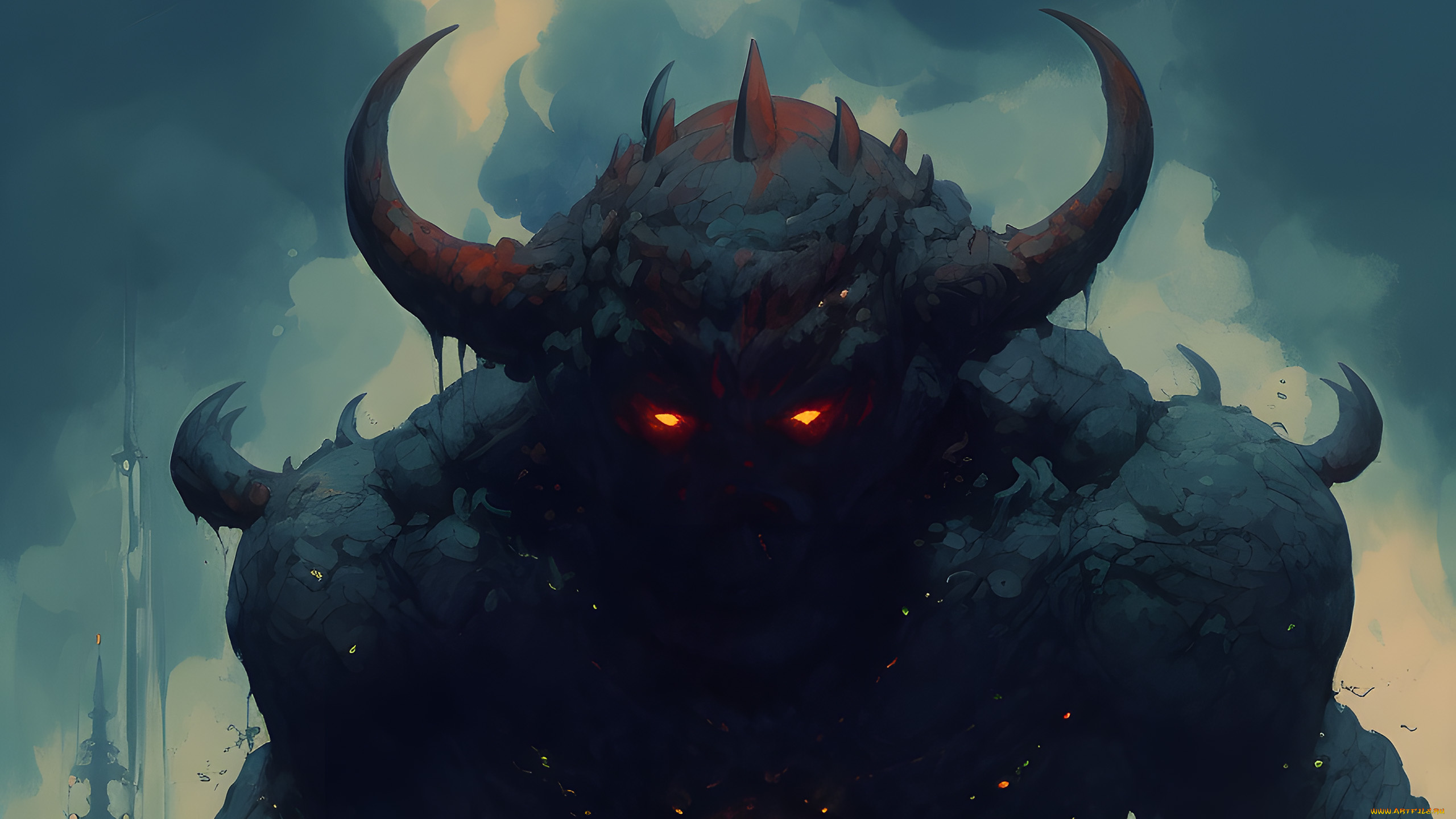 фэнтези, демоны, рогатое, существо