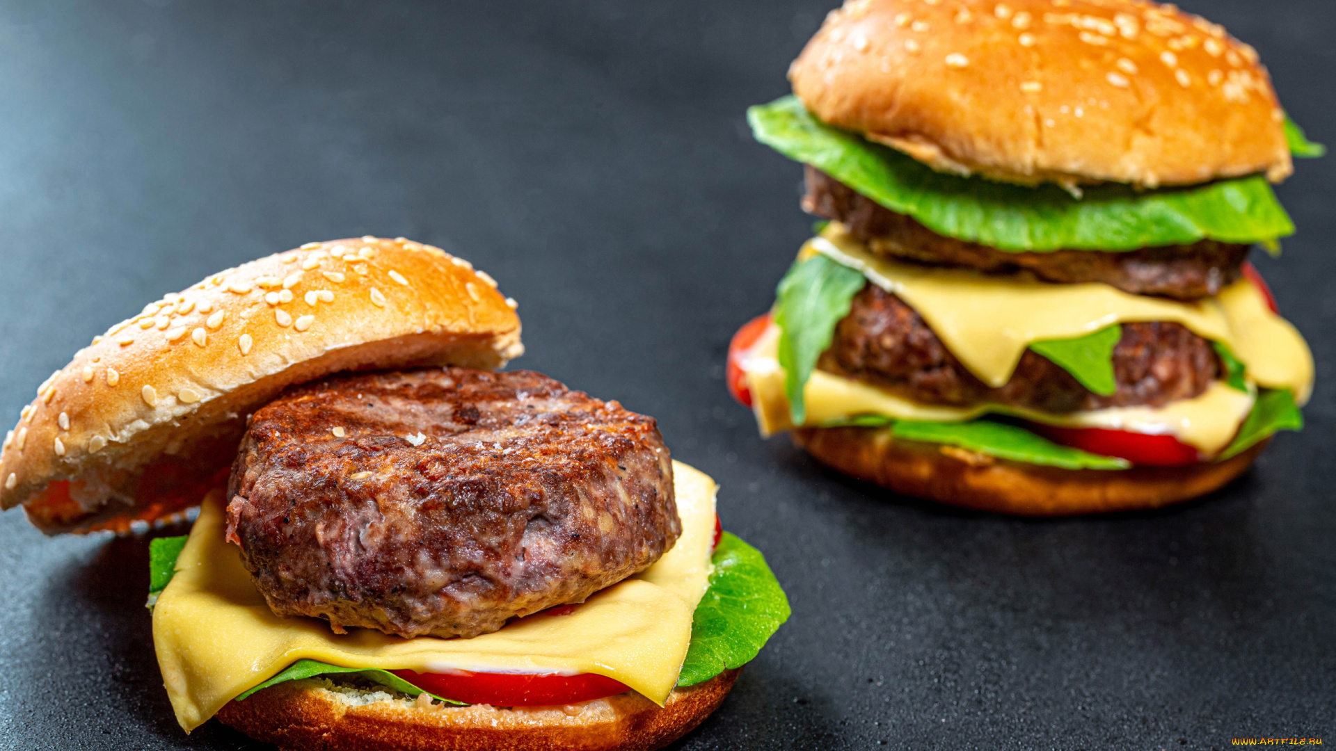 еда, бутерброды, , гамбургеры, , канапе, булочка, котлета, сыр, гамбургер, кунжут