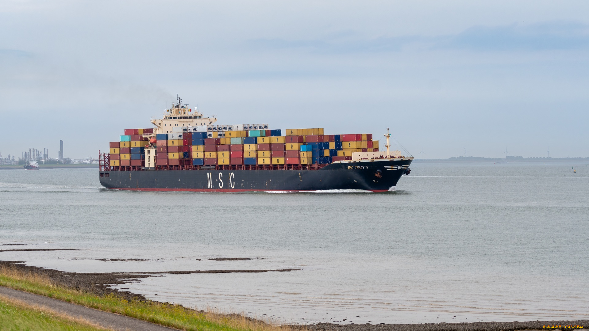 корабли, грузовые, суда, контейнеровоз