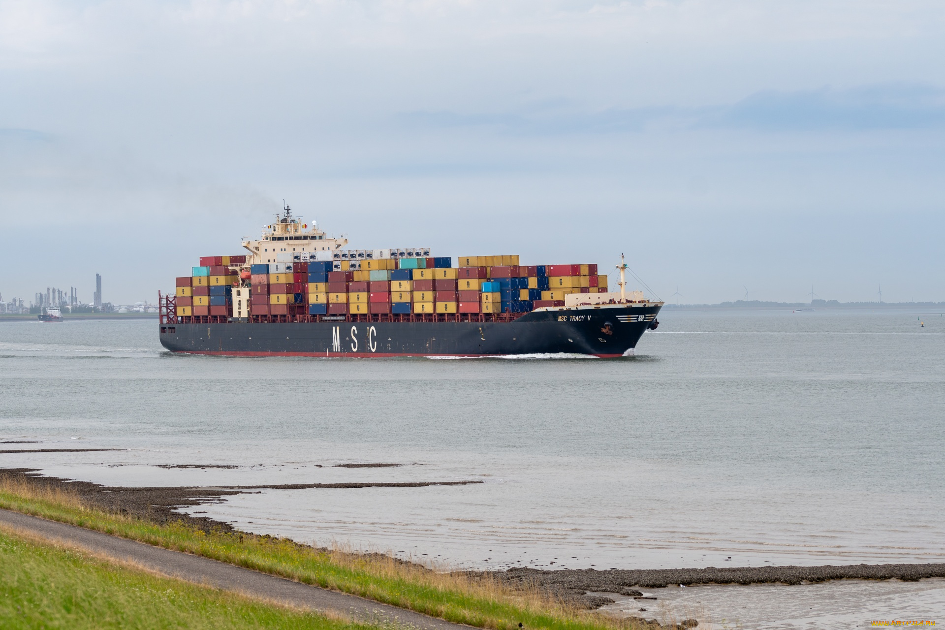 корабли, грузовые, суда, контейнеровоз