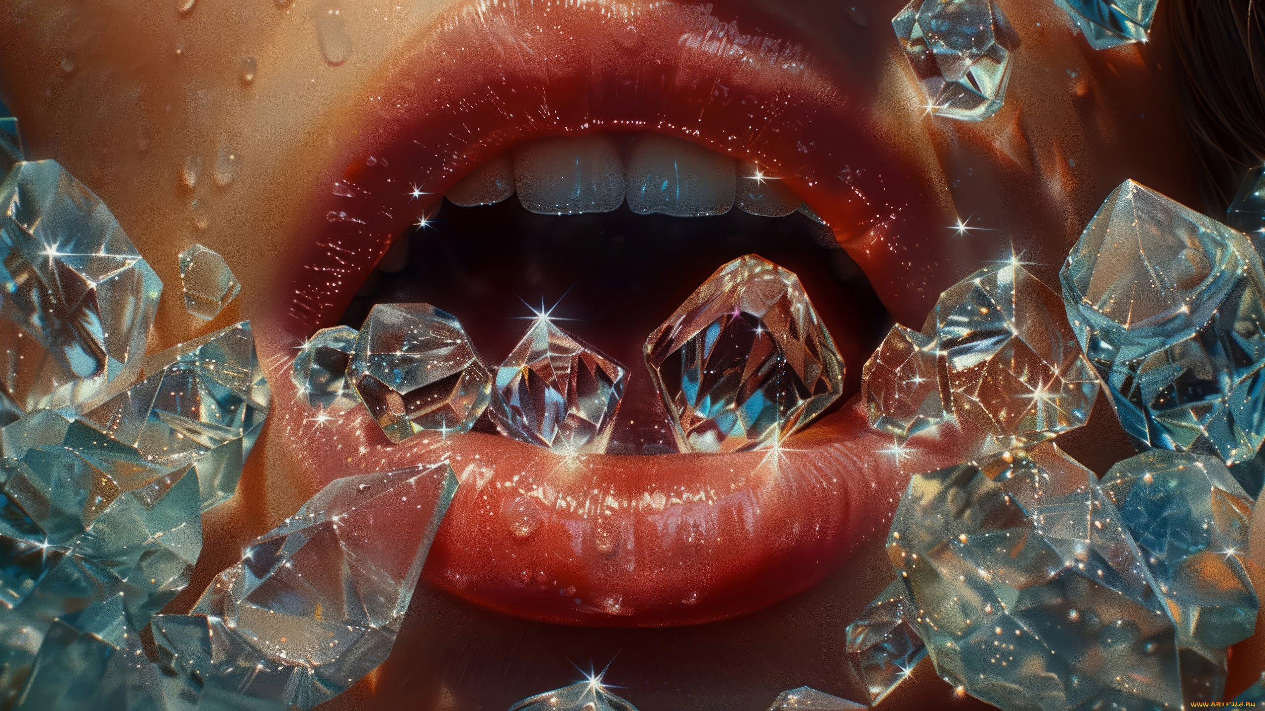 3д, графика, другое, , other, губы, алмазы