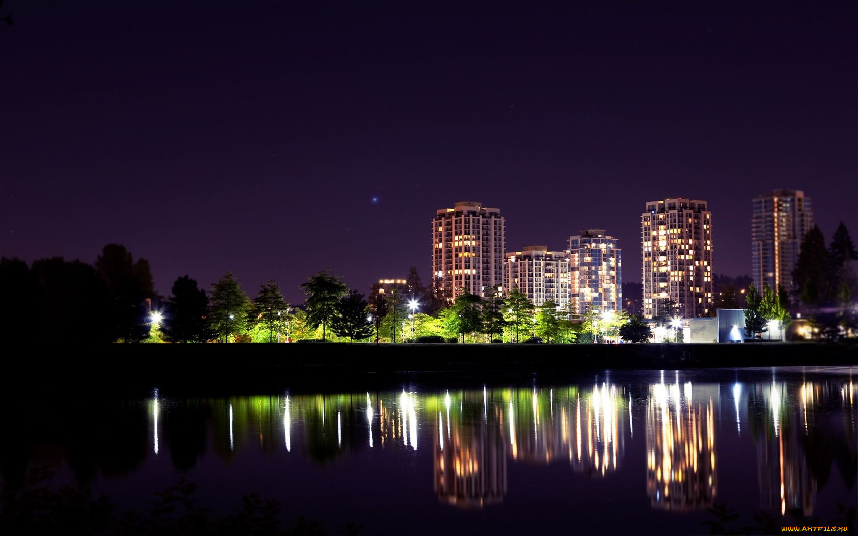 города, огни, ночного