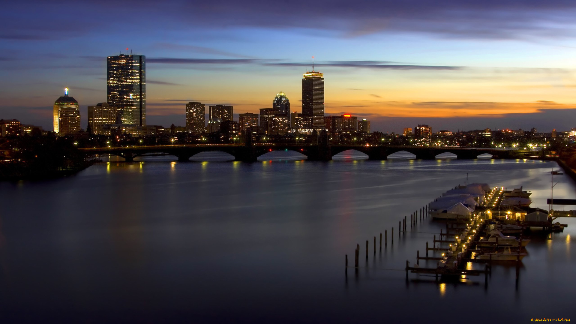 города, огни, ночного