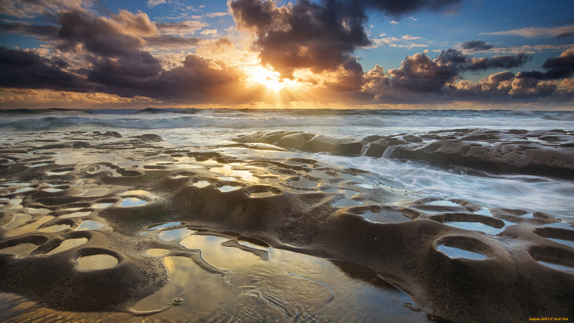 природа, восходы, закаты, камни, побережье, закат, море