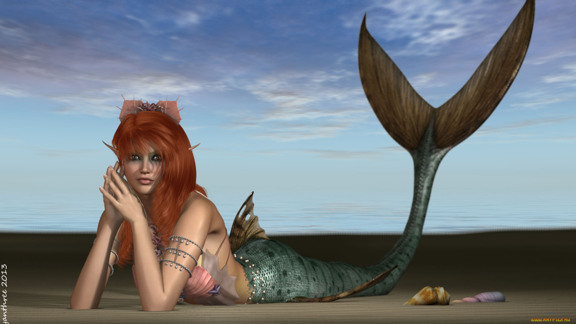 3д, графика, creatures, существа, русалка