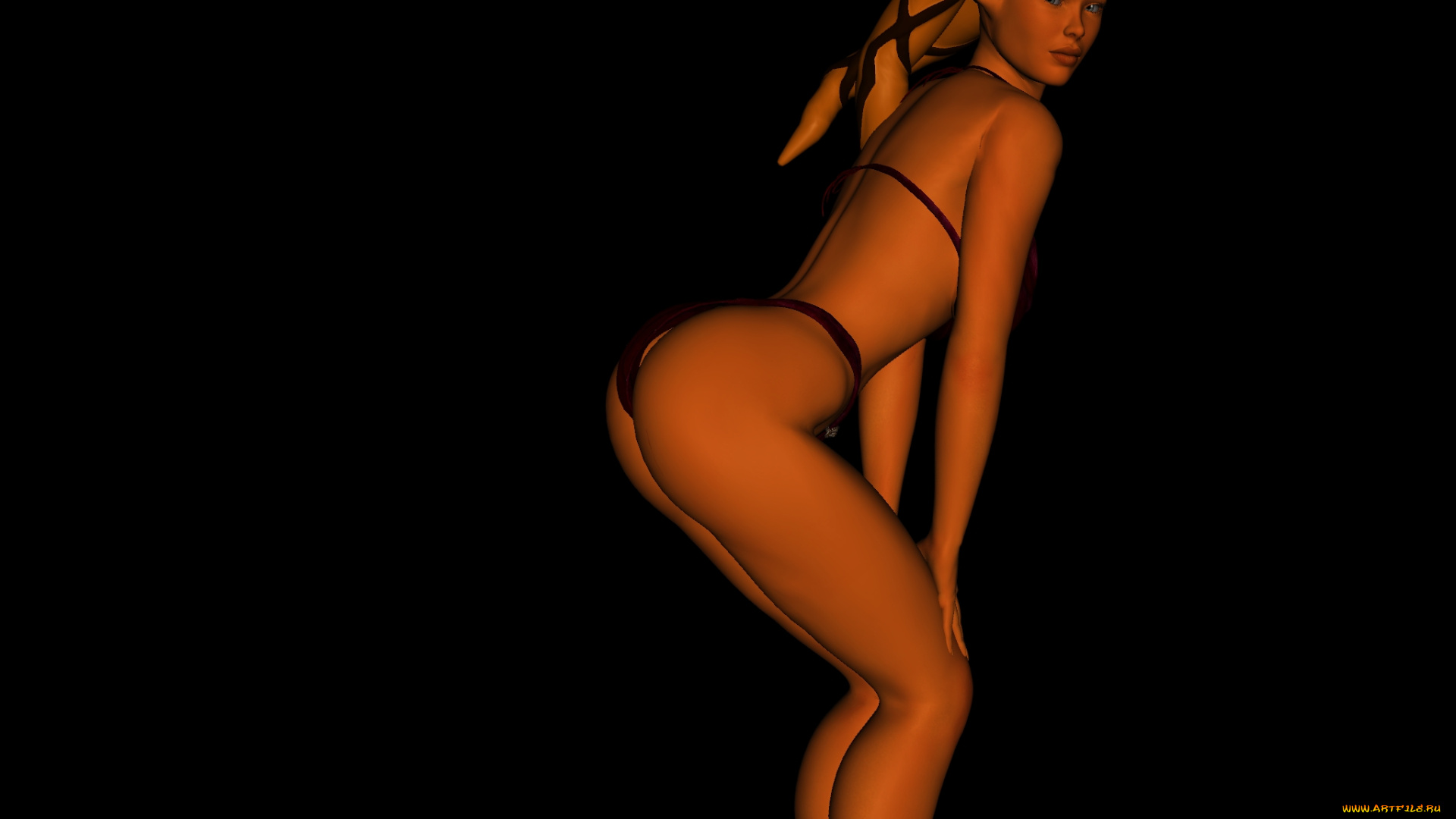 3д, графика, существа, , creatures, купальник, взгляд, фон