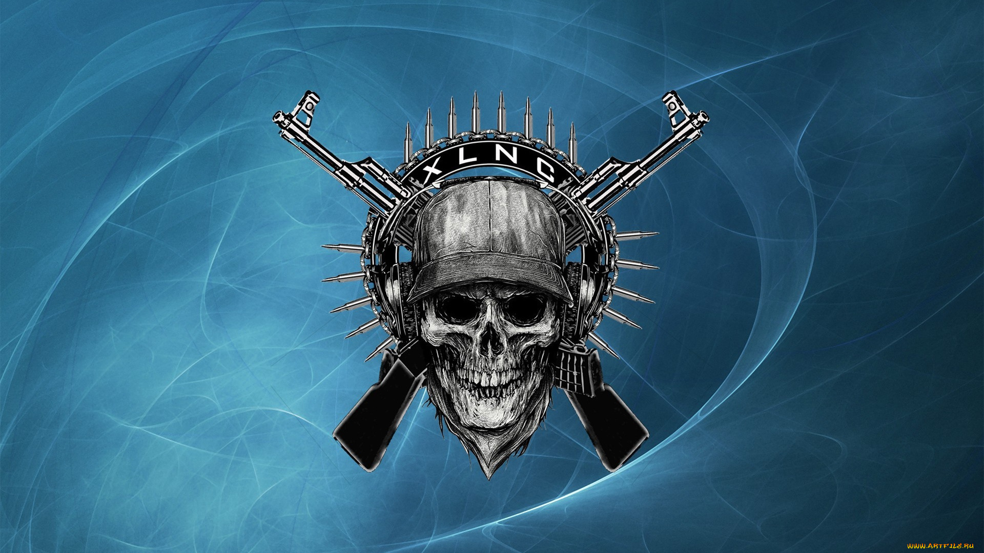 рисованные, -, другое, автомата, два, Череп