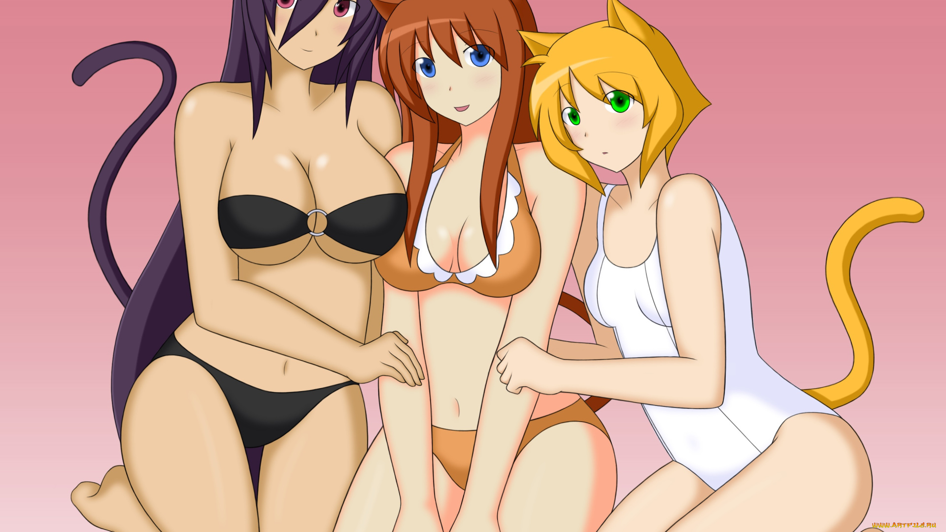 рисованные, -, другое, хвостик, девушки