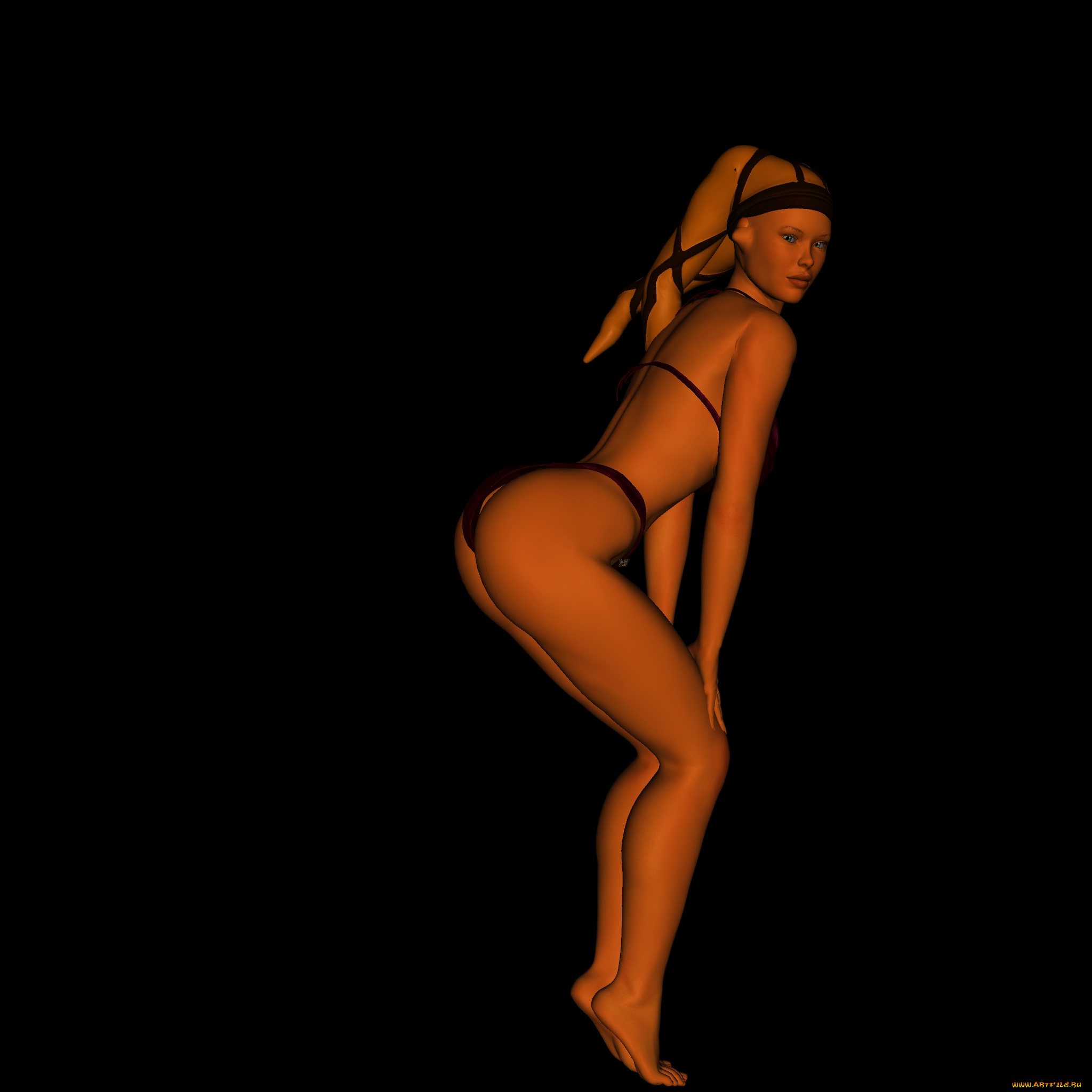 3д, графика, существа, , creatures, купальник, взгляд, фон