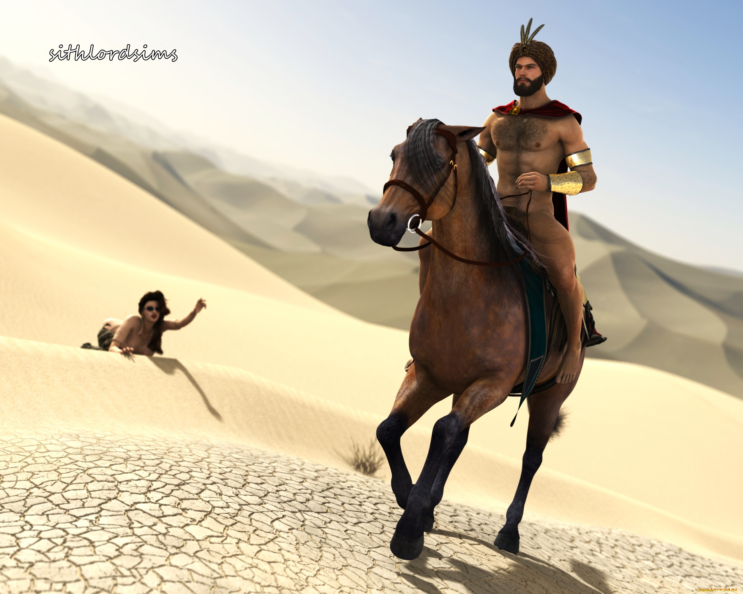 3д, графика, люди, , people, пустыня, хан