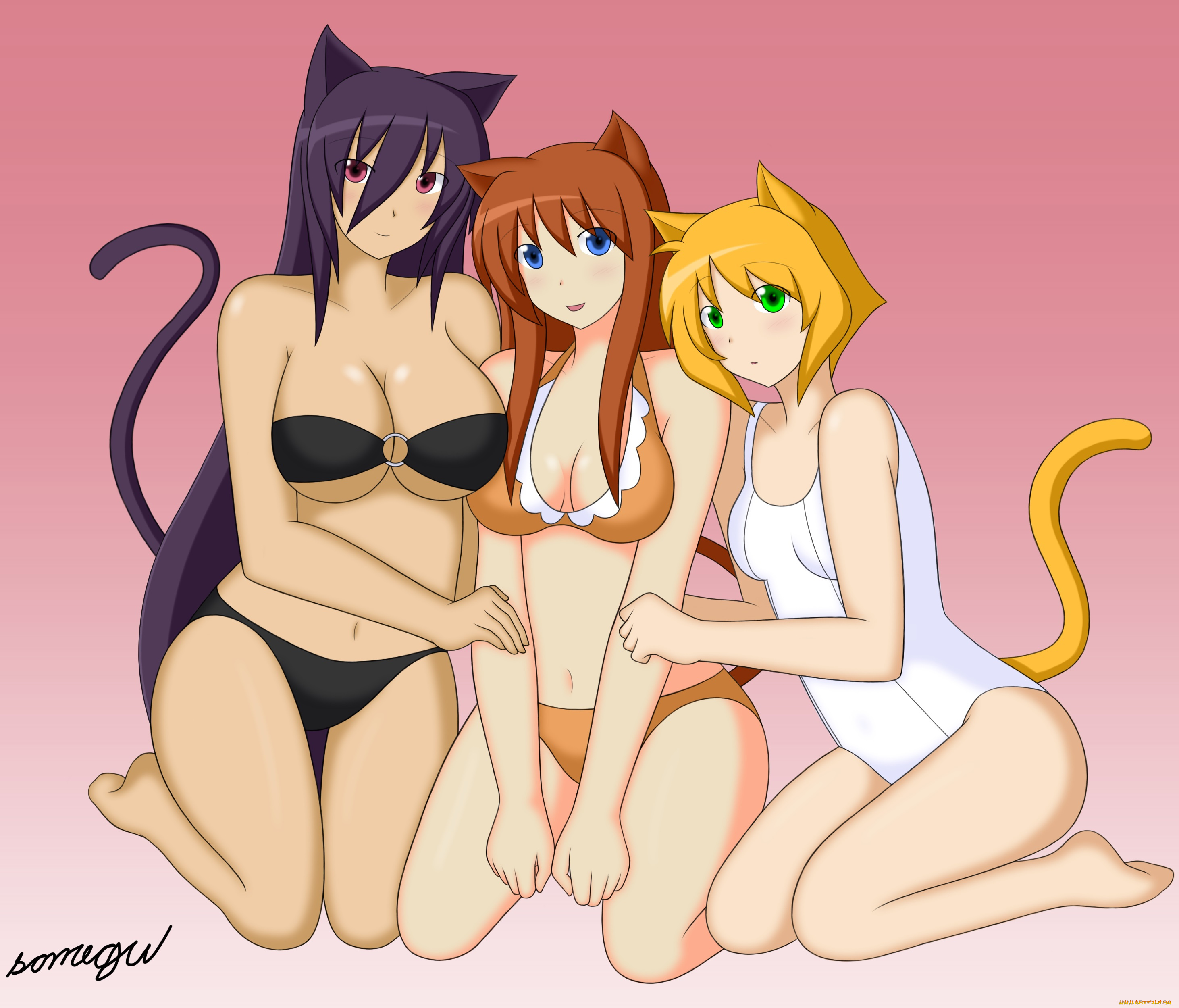 рисованные, -, другое, хвостик, девушки