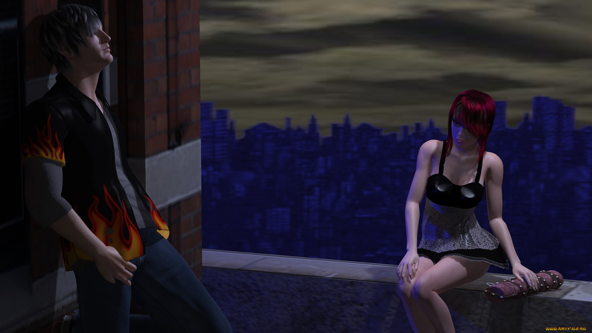 3д, графика, люди, , people, фон, взгляд, девушка, парень