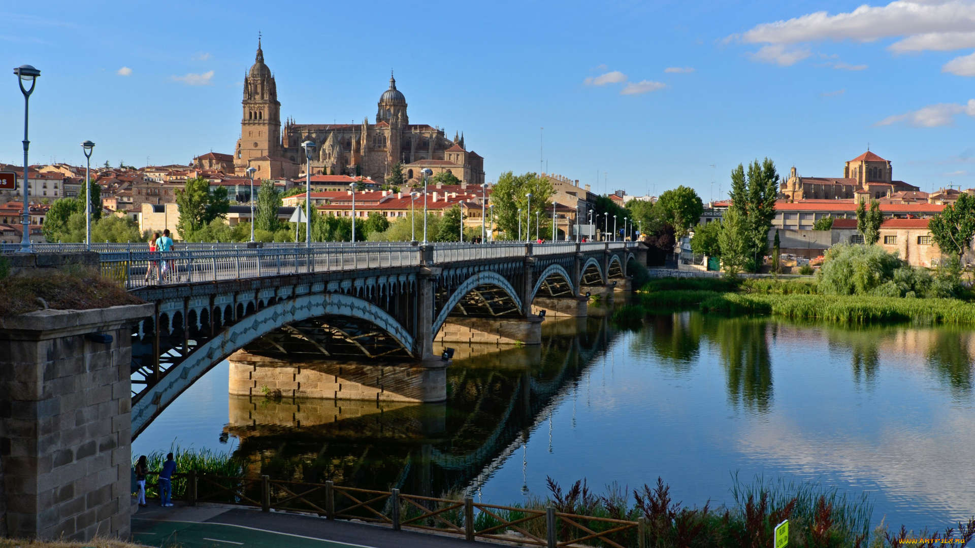 cаламанка, города, -, мосты, город, испания, мост, река, собор