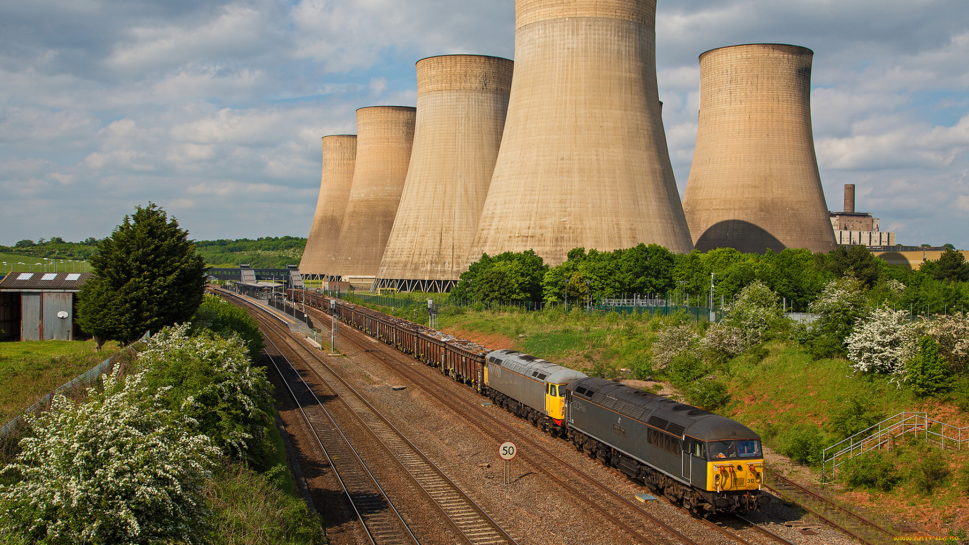 техника, поезда, рельсы, локомотив, состав