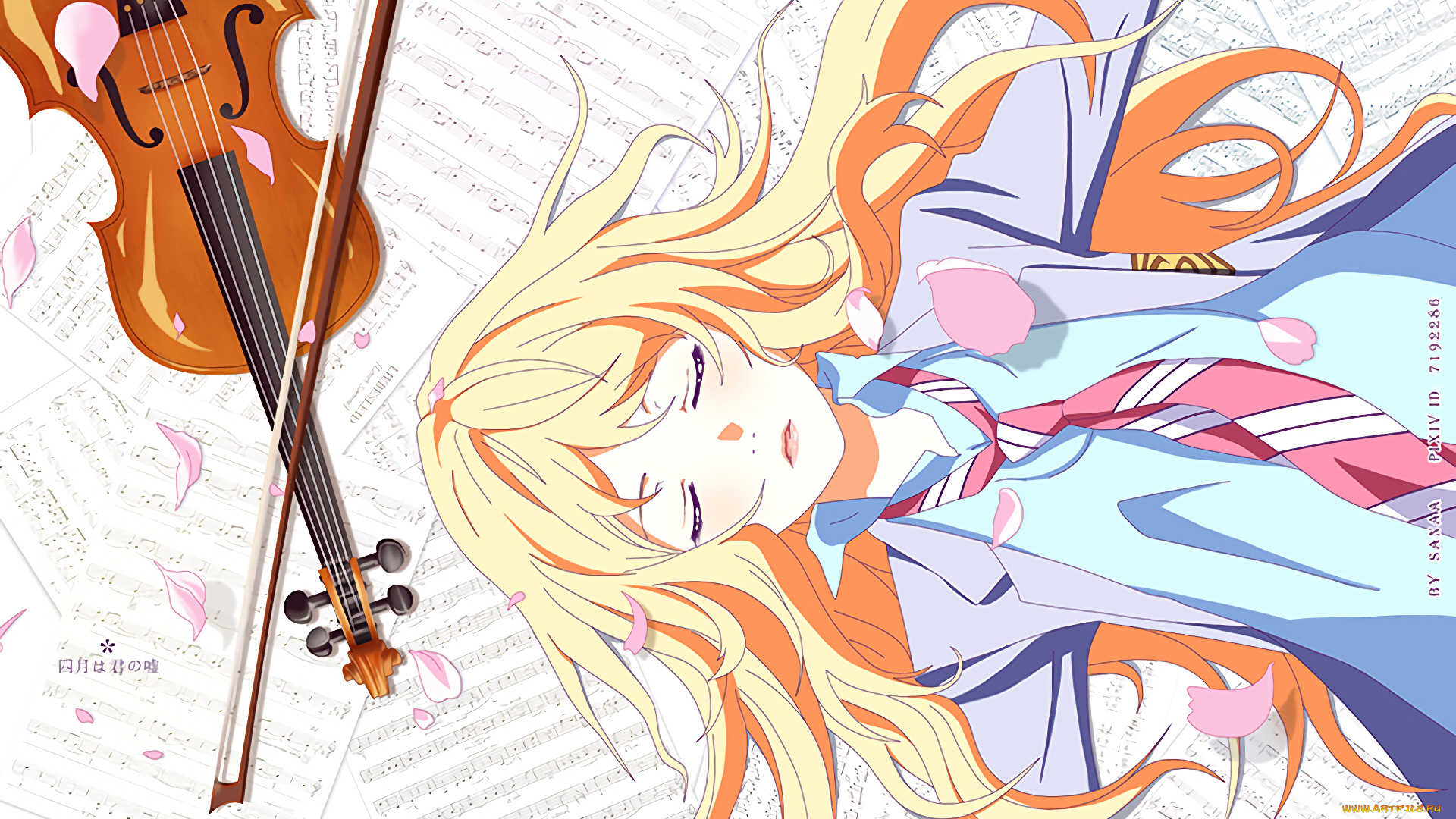 аниме, shigatsu, wa, kimi, no, uso, девушка