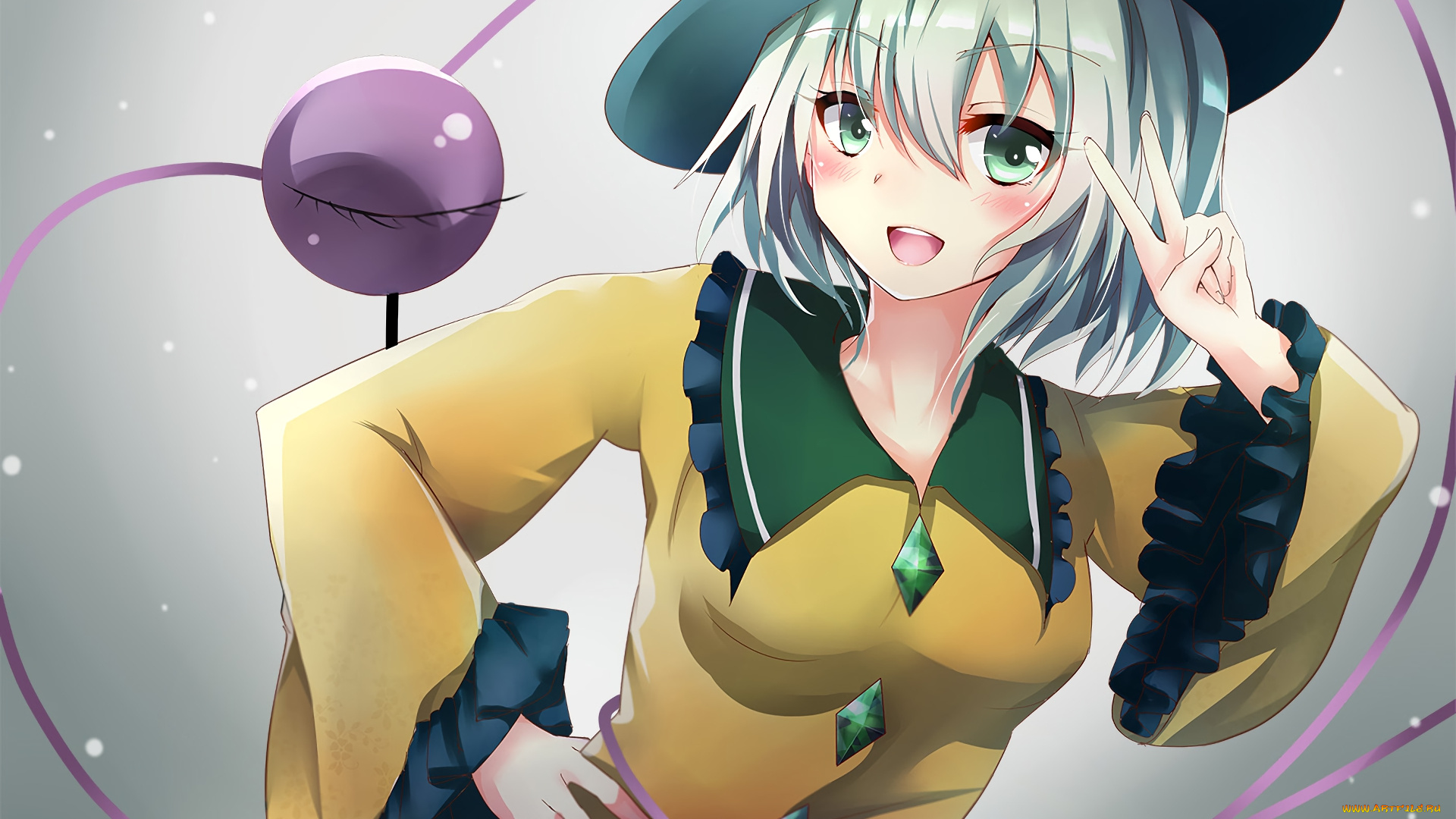 аниме, touhou, фон, взгляд, девушка