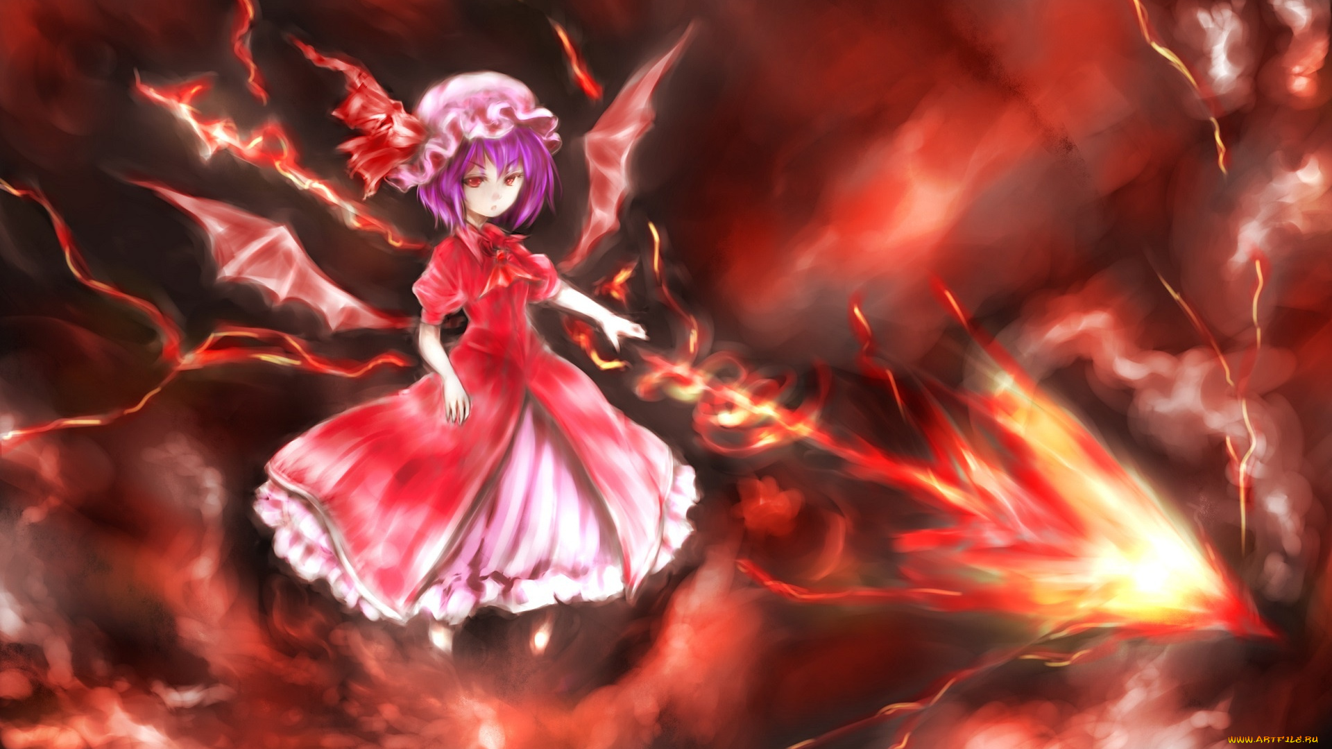 аниме, touhou, project, remilia, scarlet, черная, магия, заклятие, kiyomasa, ren