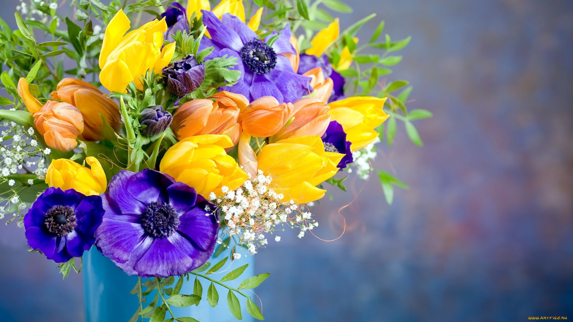 цветы, букеты, , композиции, бутоны, анемоны, тюльпаны