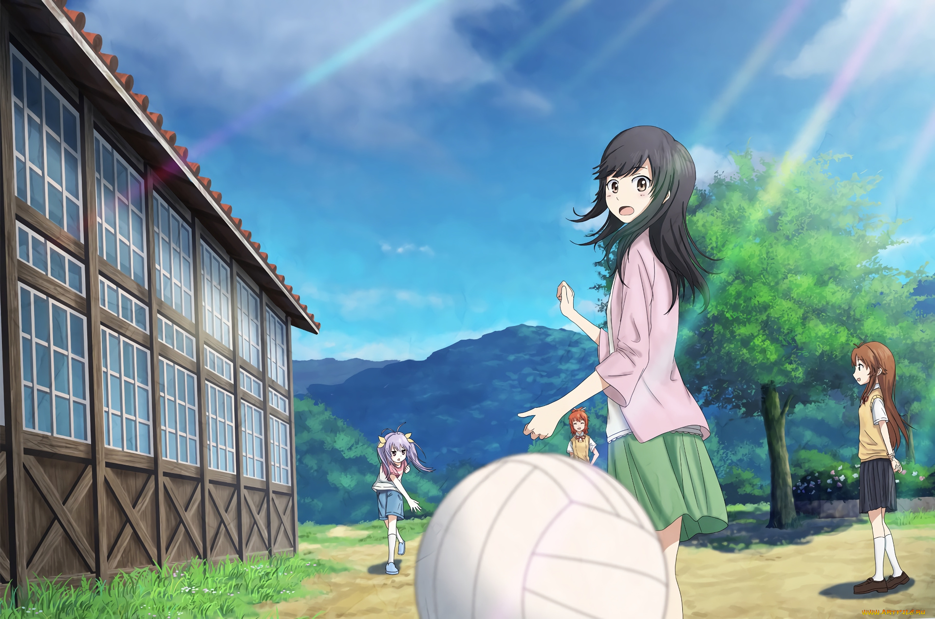 аниме, город, , улицы, , здания, фон, взгляд, девушка