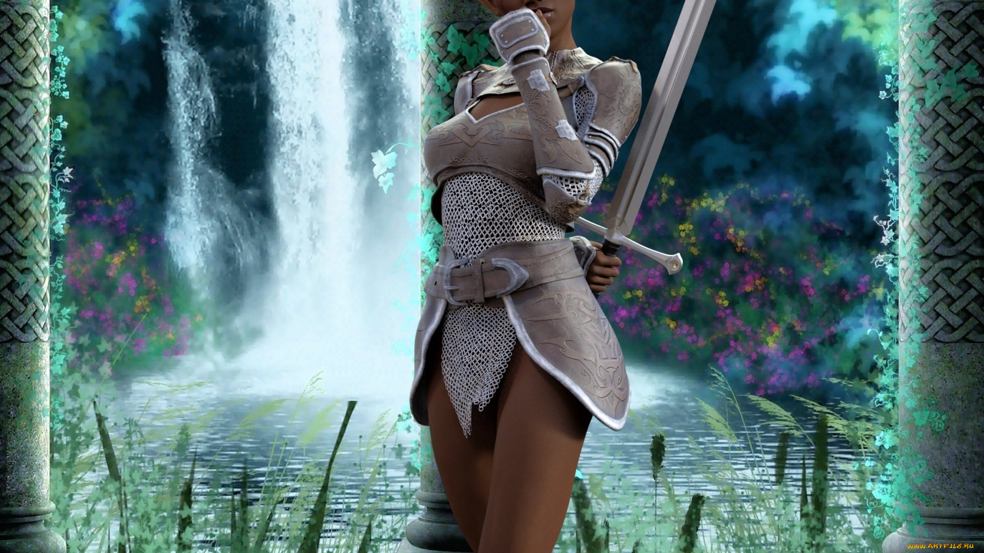 3д, графика, фантазия, , fantasy, фон, взгляд, девушка