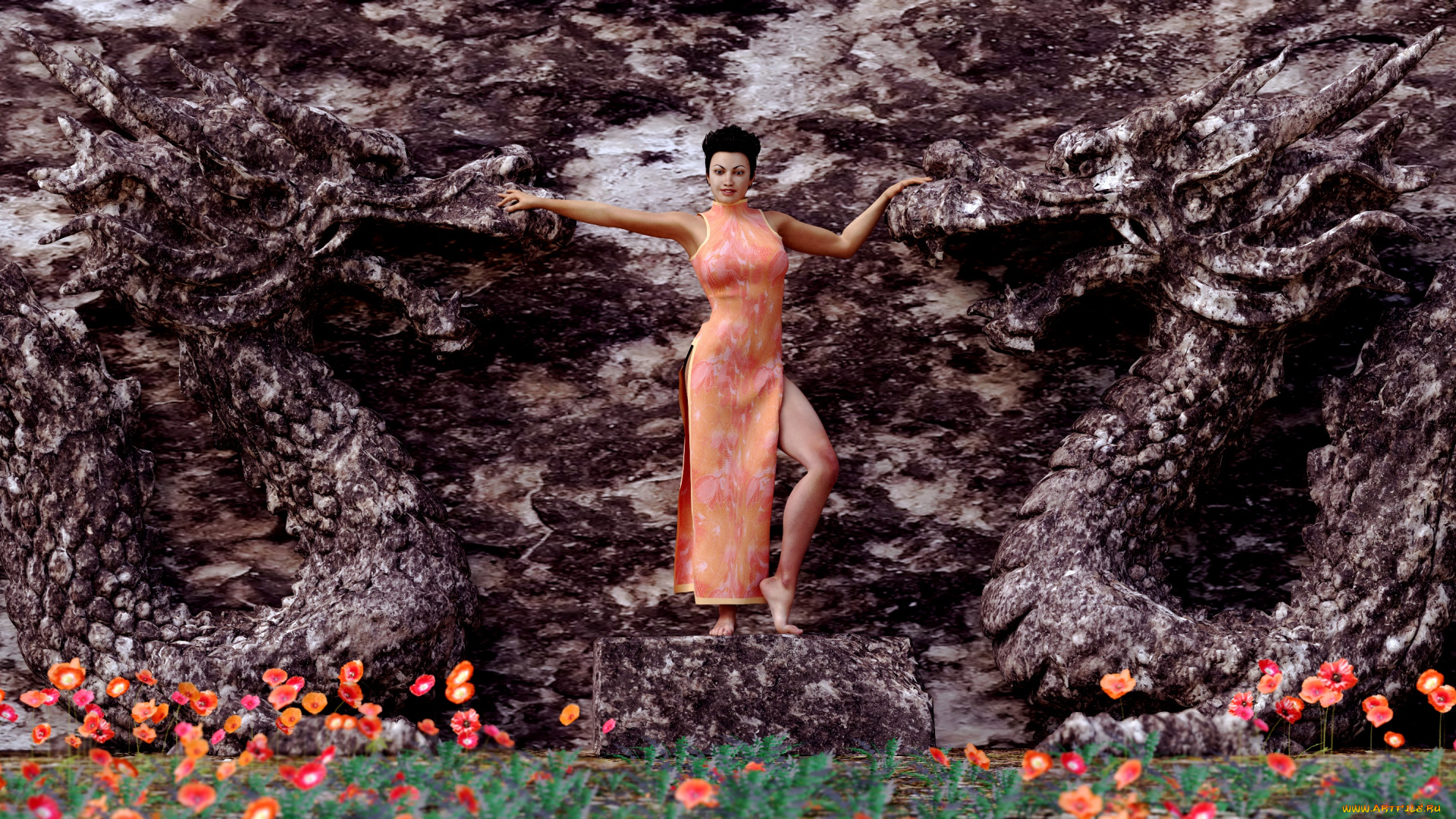 3д, графика, люди, , people, девушка, взгляд, фон