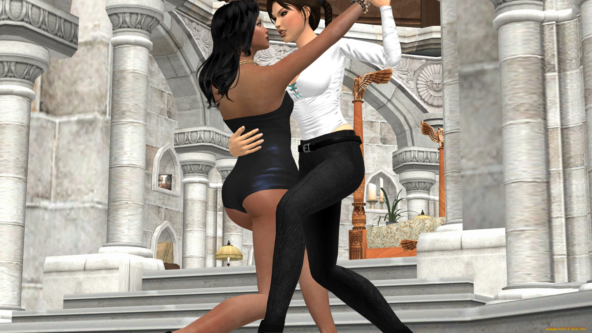 3д, графика, люди, , people, танец, фон, взгляд, девушки