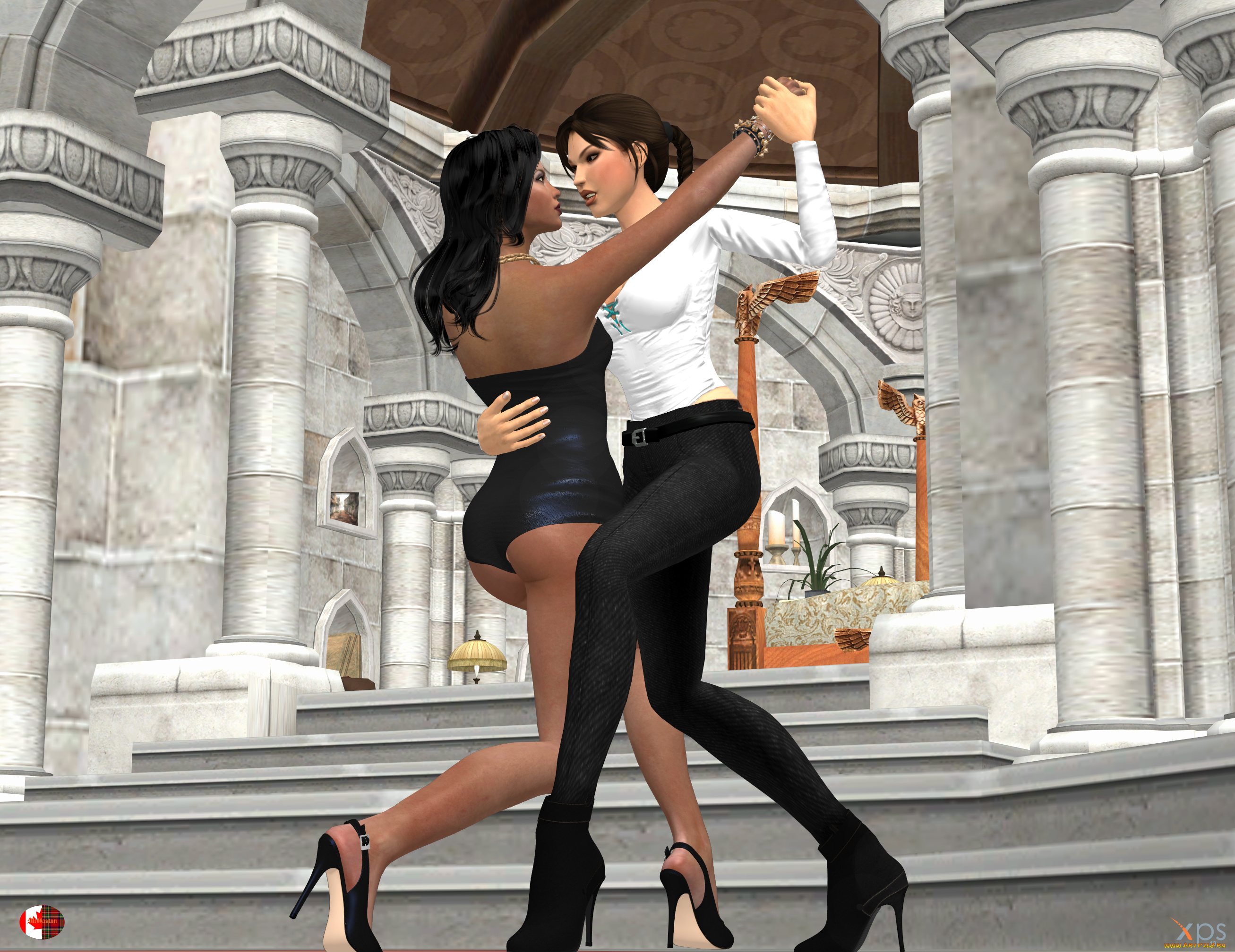 3д, графика, люди, , people, танец, фон, взгляд, девушки