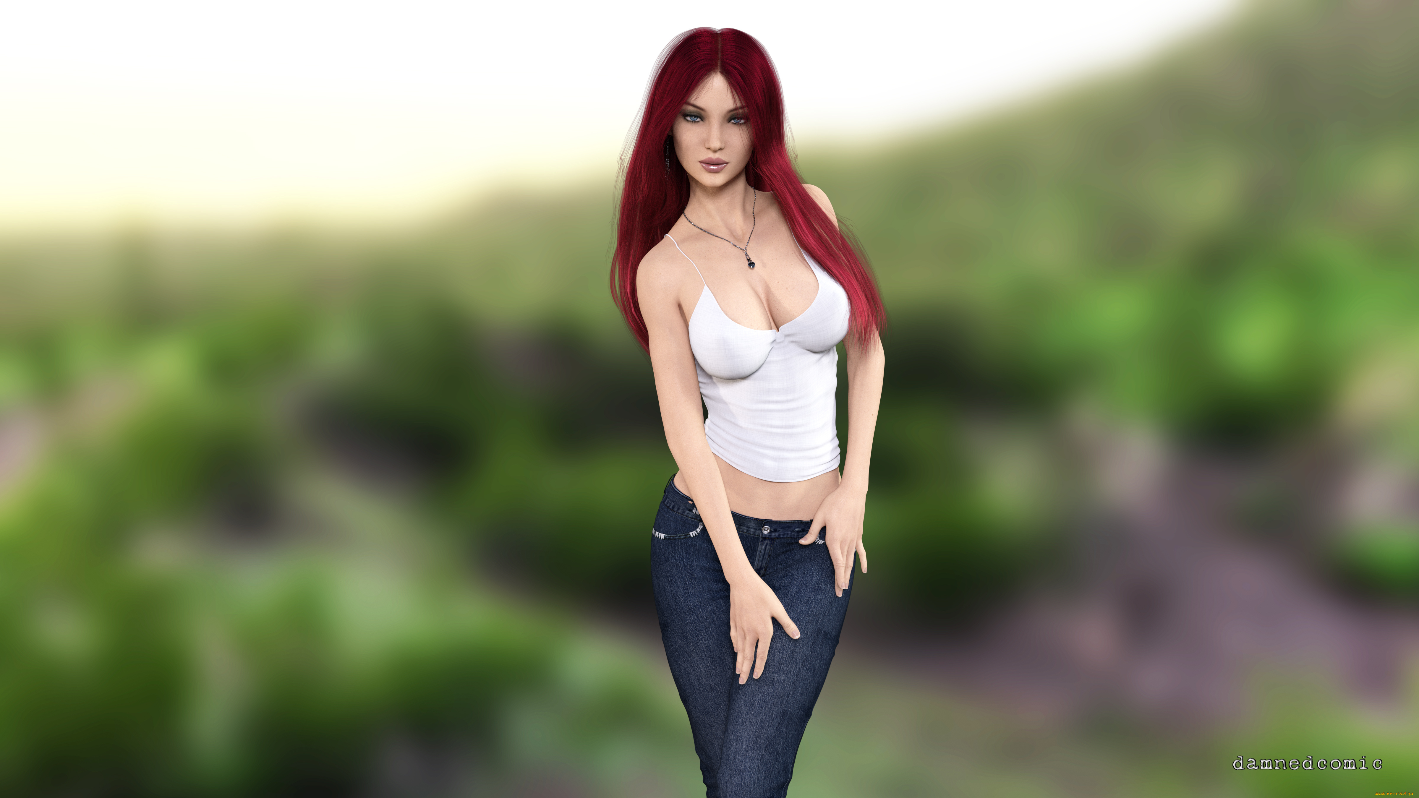 3д, графика, люди, , people, девушка, взгляд, фон