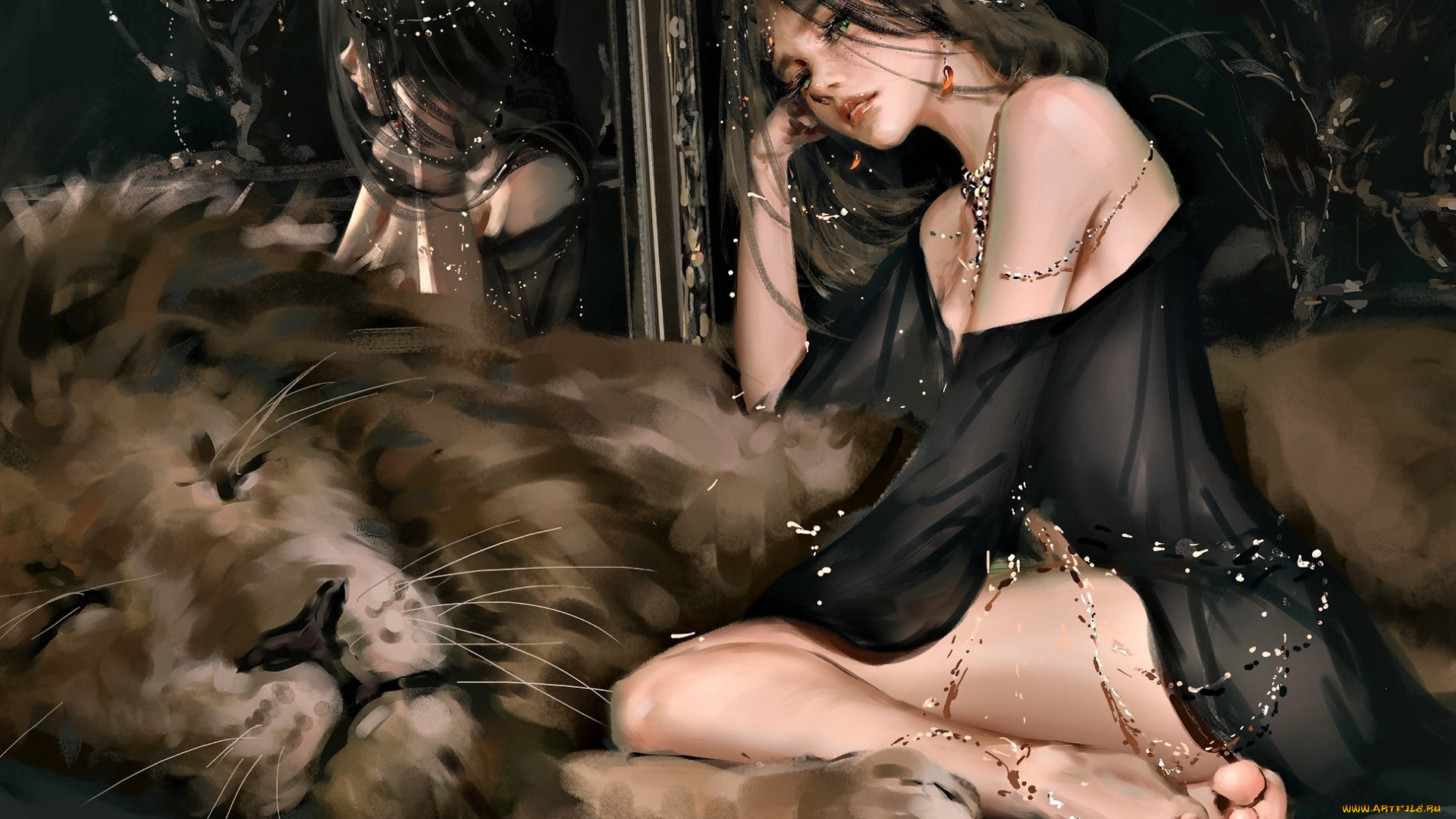 фэнтези, _ghost, blade, , , призрачный, клинок, девушка, лев