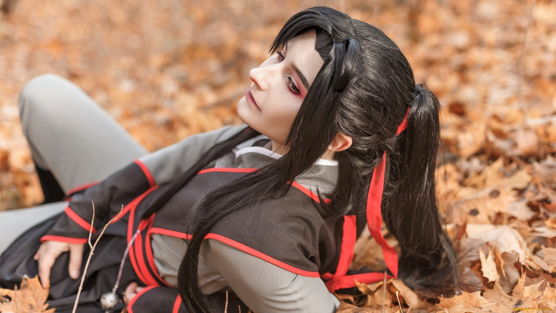 девушки, -, креатив, , косплей, костюм, образ, листья, осень